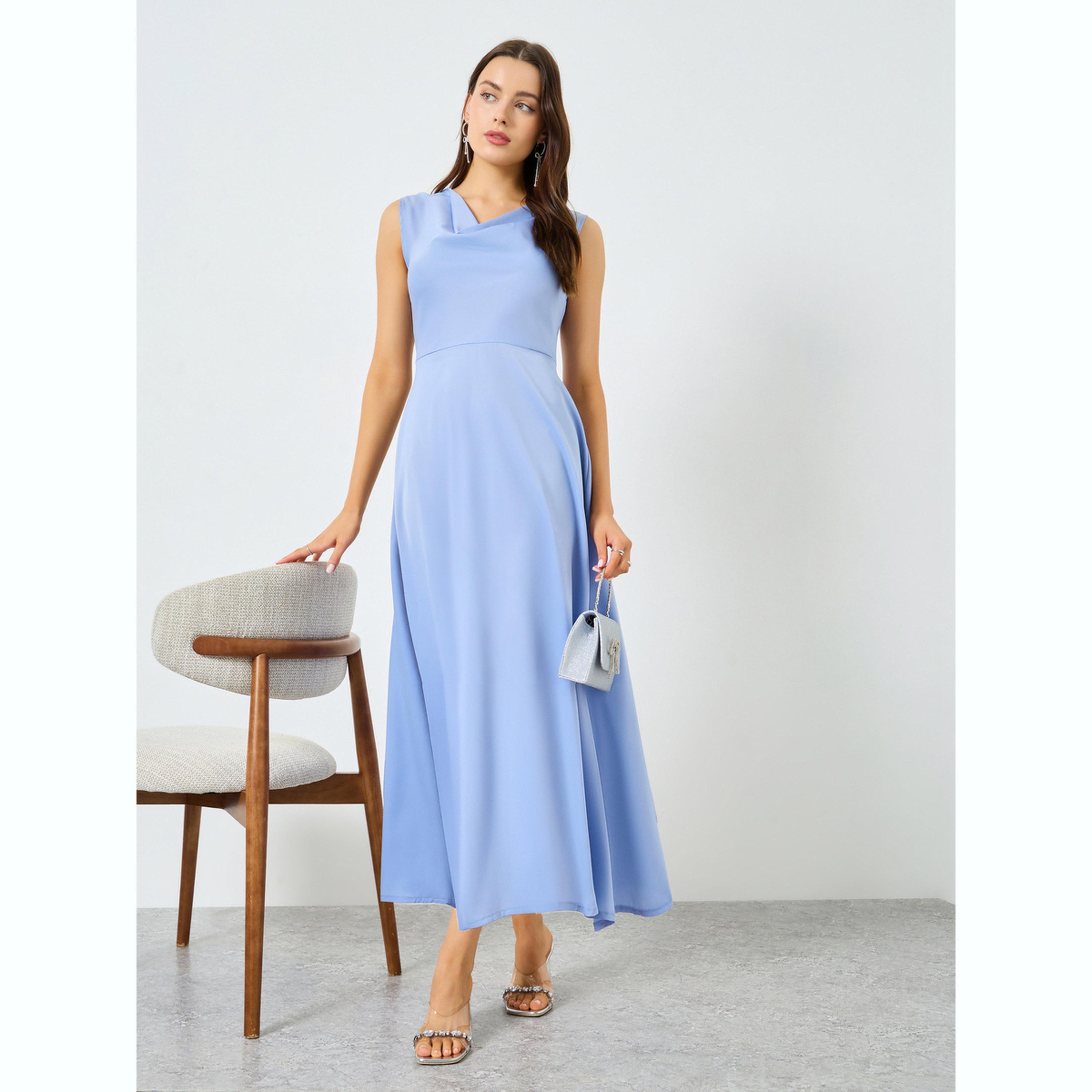 فستان طويل سادة بياقة منسدلة-women-clothing-dresses-image-3