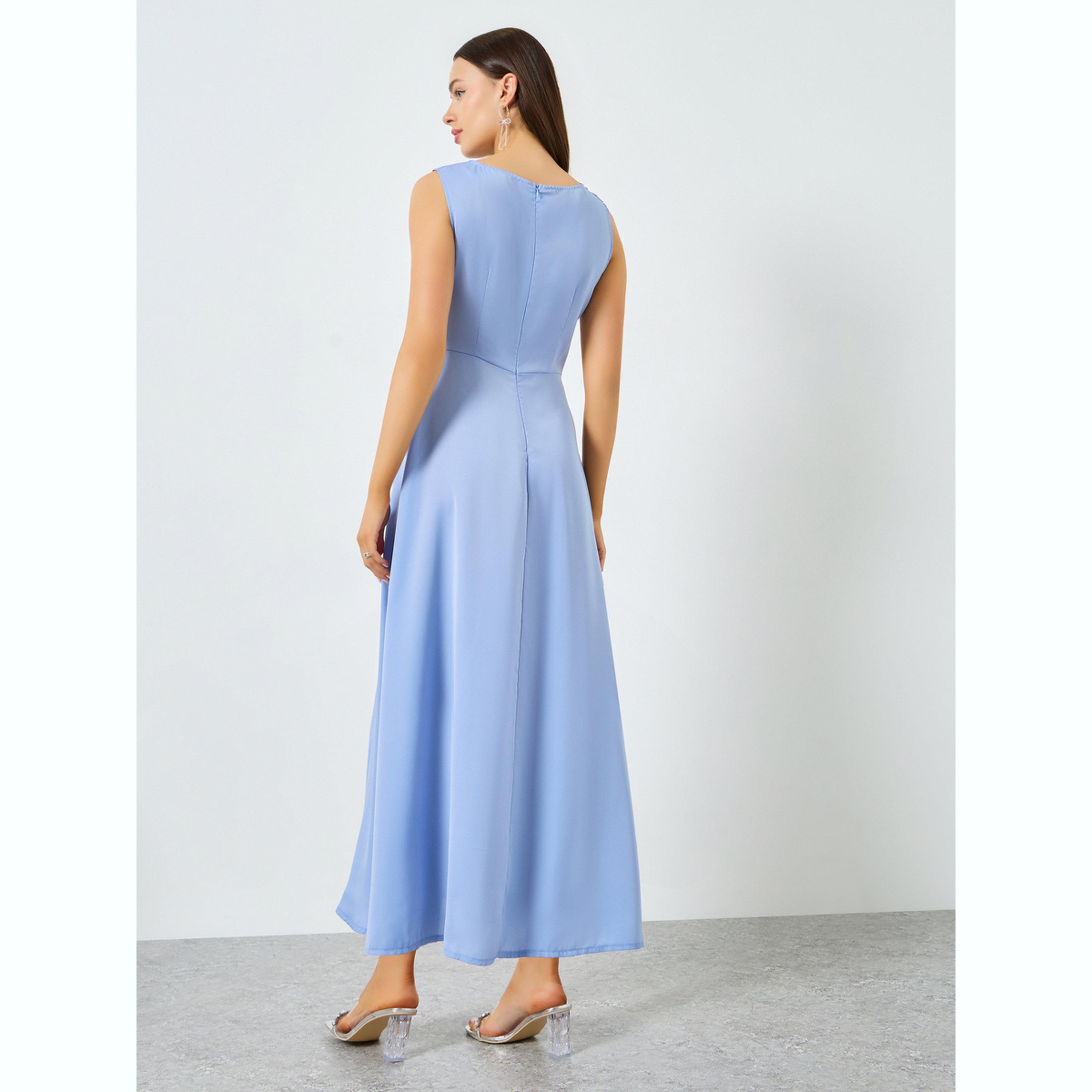 فستان طويل سادة بياقة منسدلة-women-clothing-dresses-image-4