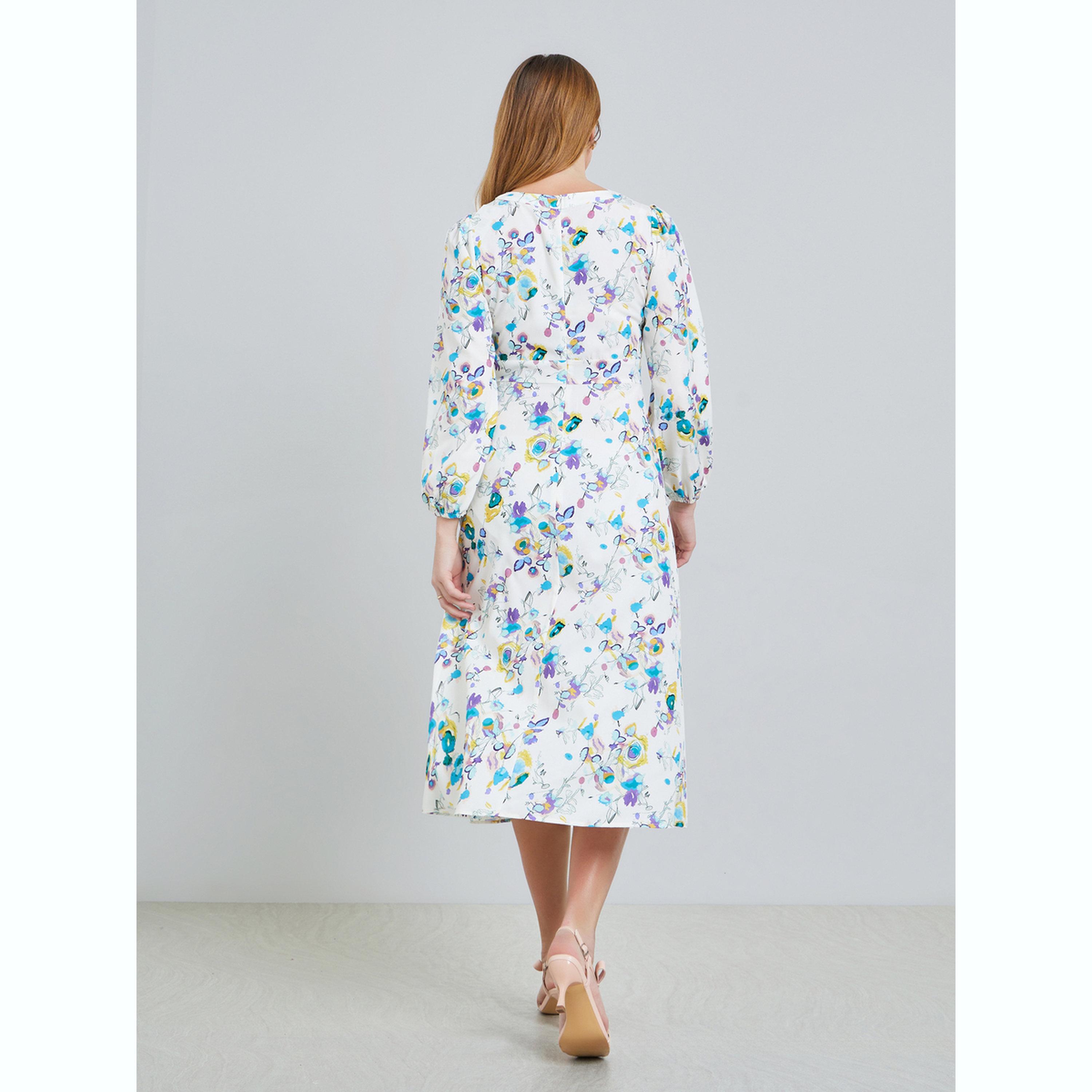 فستان ميدي بياقة بفتحة وطبعة كاملة-women-clothing-dresses-image-4