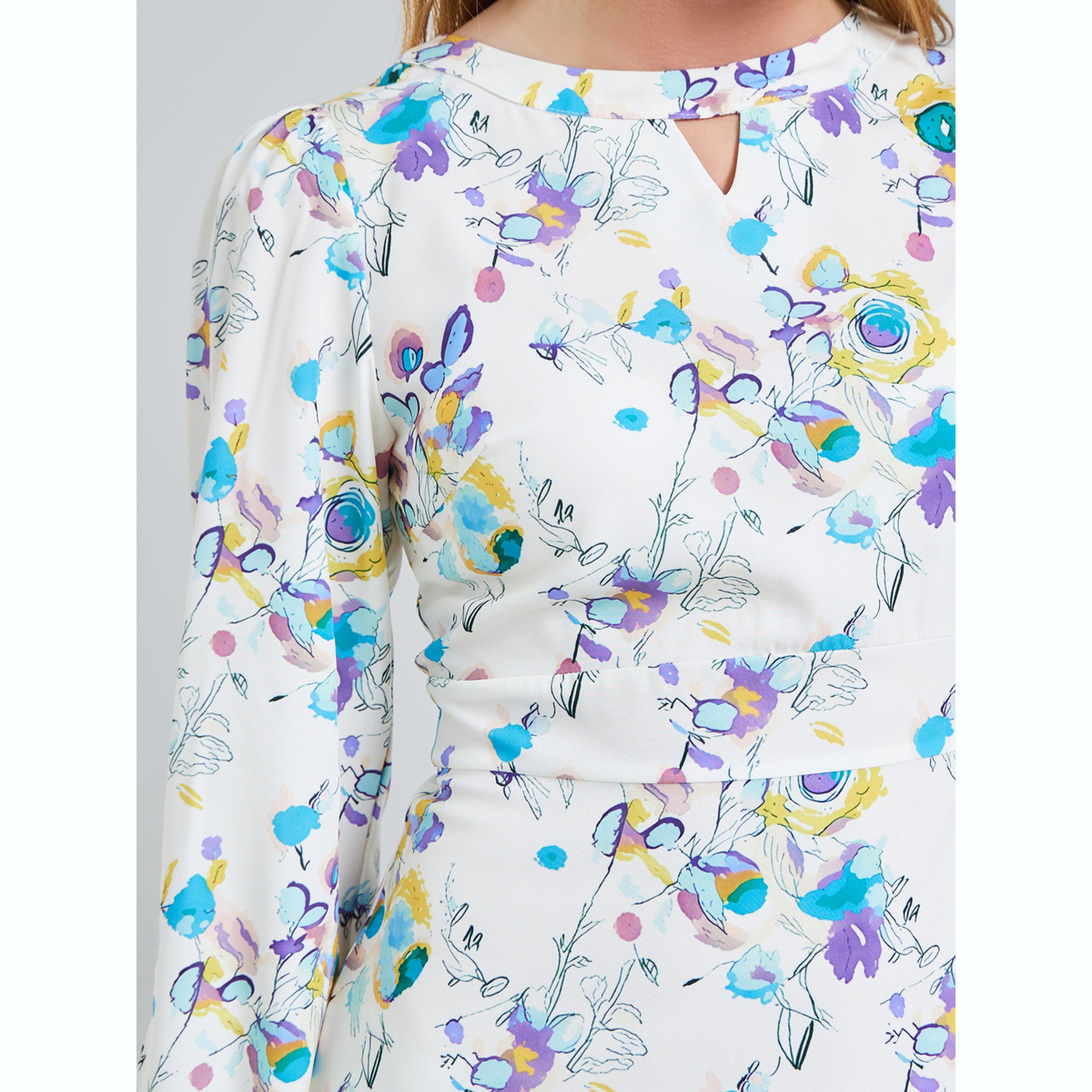 فستان ميدي بياقة بفتحة وطبعة كاملة-women-clothing-dresses-image-5