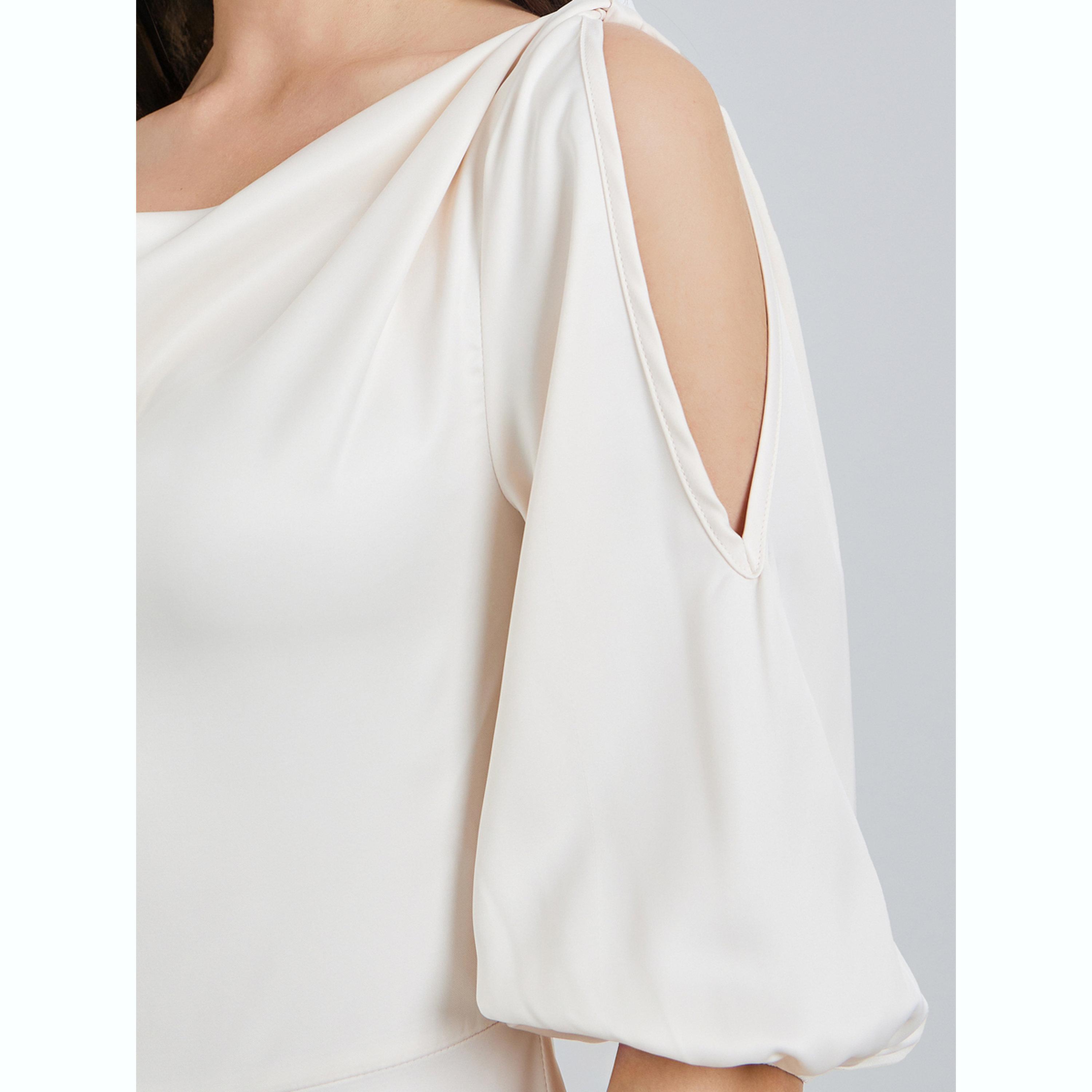فستان ميدي سادة بياقة منسدلة-women-clothing-dresses-image-5