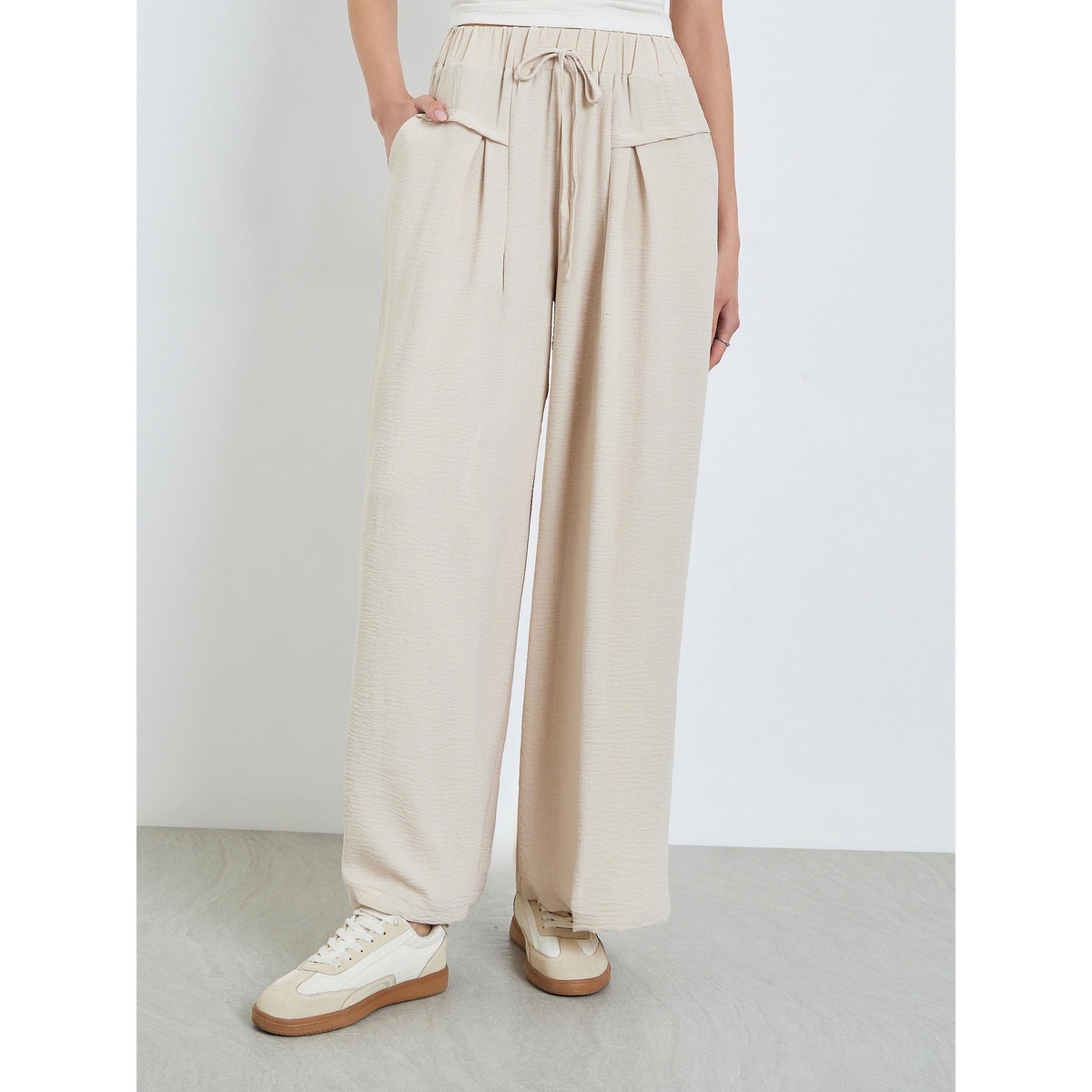 تيك تو × ستايلي - بنطال بيج واسع الساقين بقصة مريحة-women-clothing-bottoms-joggers-image-1