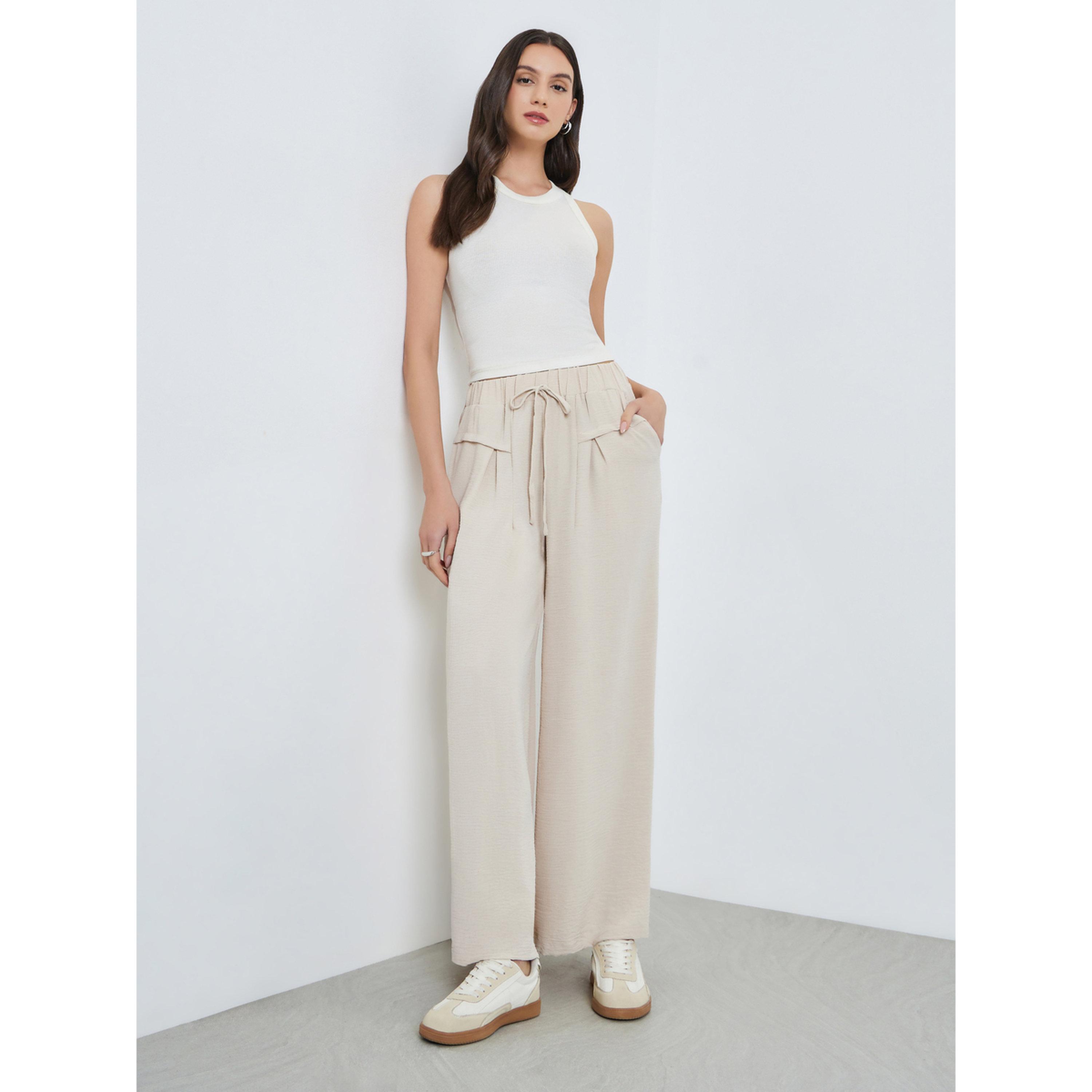 Take Two Beige Wide Leg Relaxed Fit Pants-women-clothing-bottoms-joggers-image-2