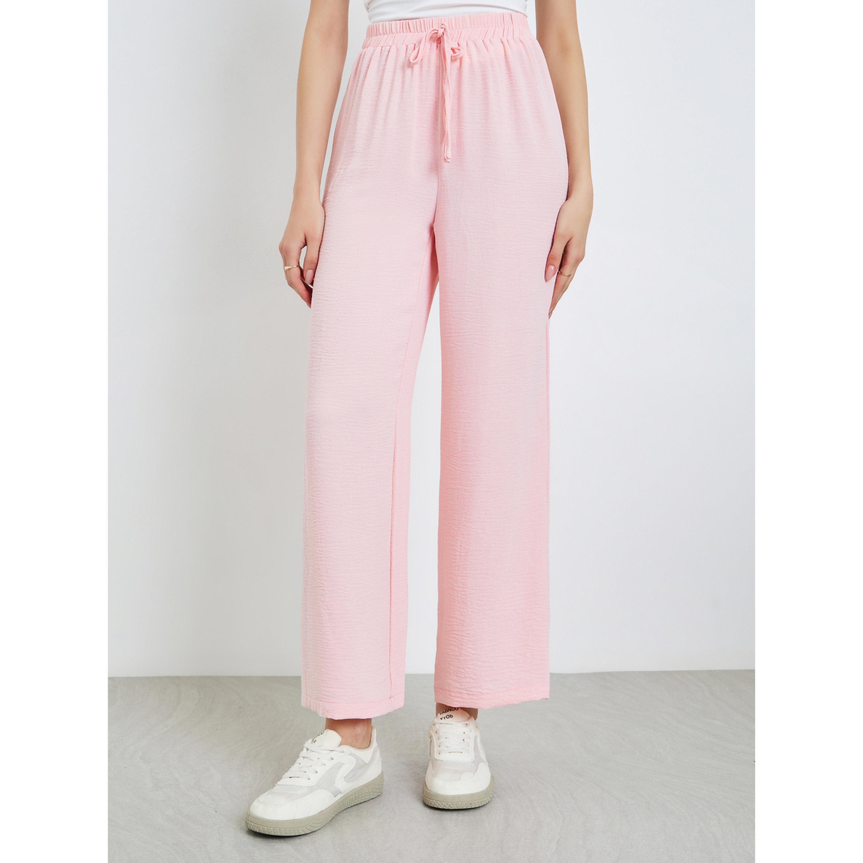 Take Two Light Pink Solid Straight Leg Pants-women-clothing-bottoms-joggers-image-1