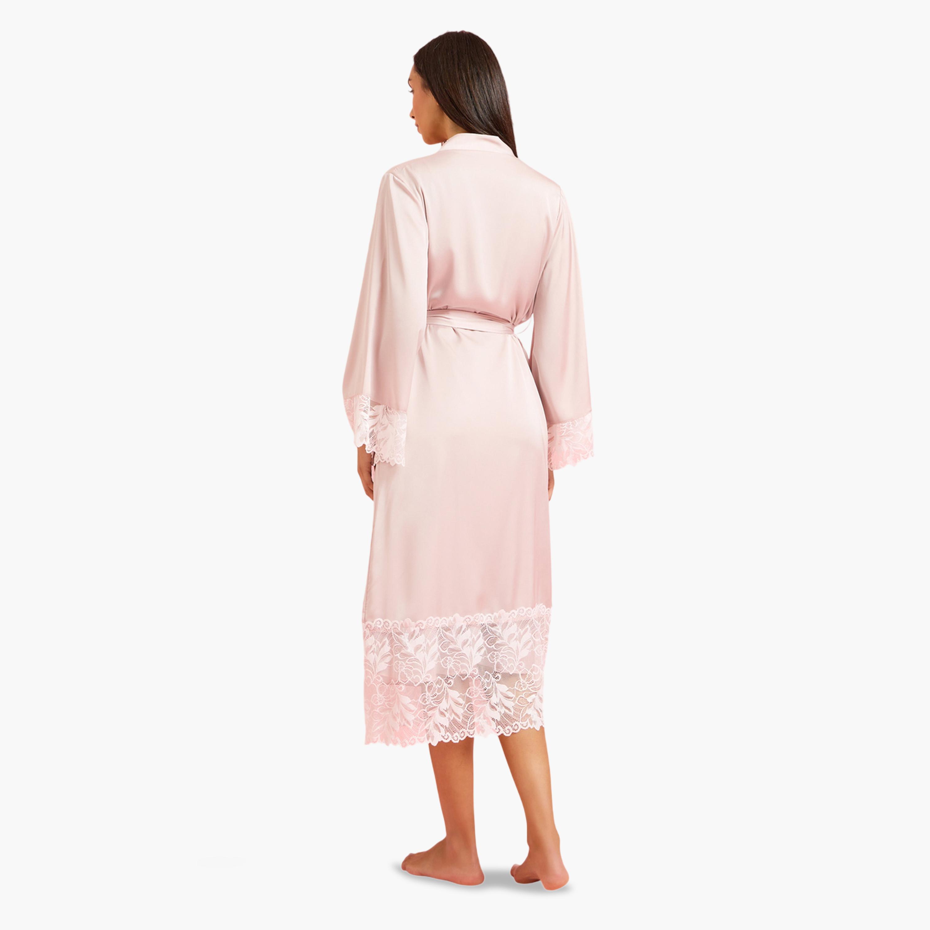 مجموعة من قميص نوم بحمالات ودانتيل مع روب-women-clothing-nightwear-robes-image-6