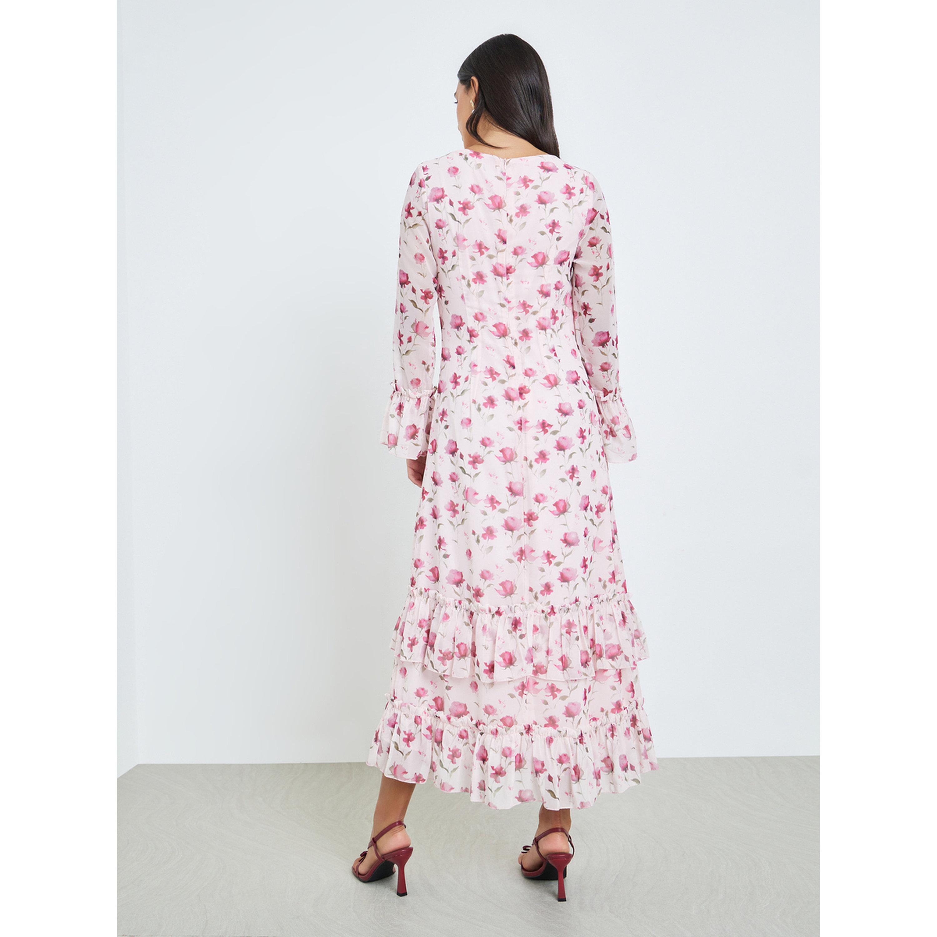 فستان طويل بطبعة زهور وكشكشة-women-clothing-dresses-image-4