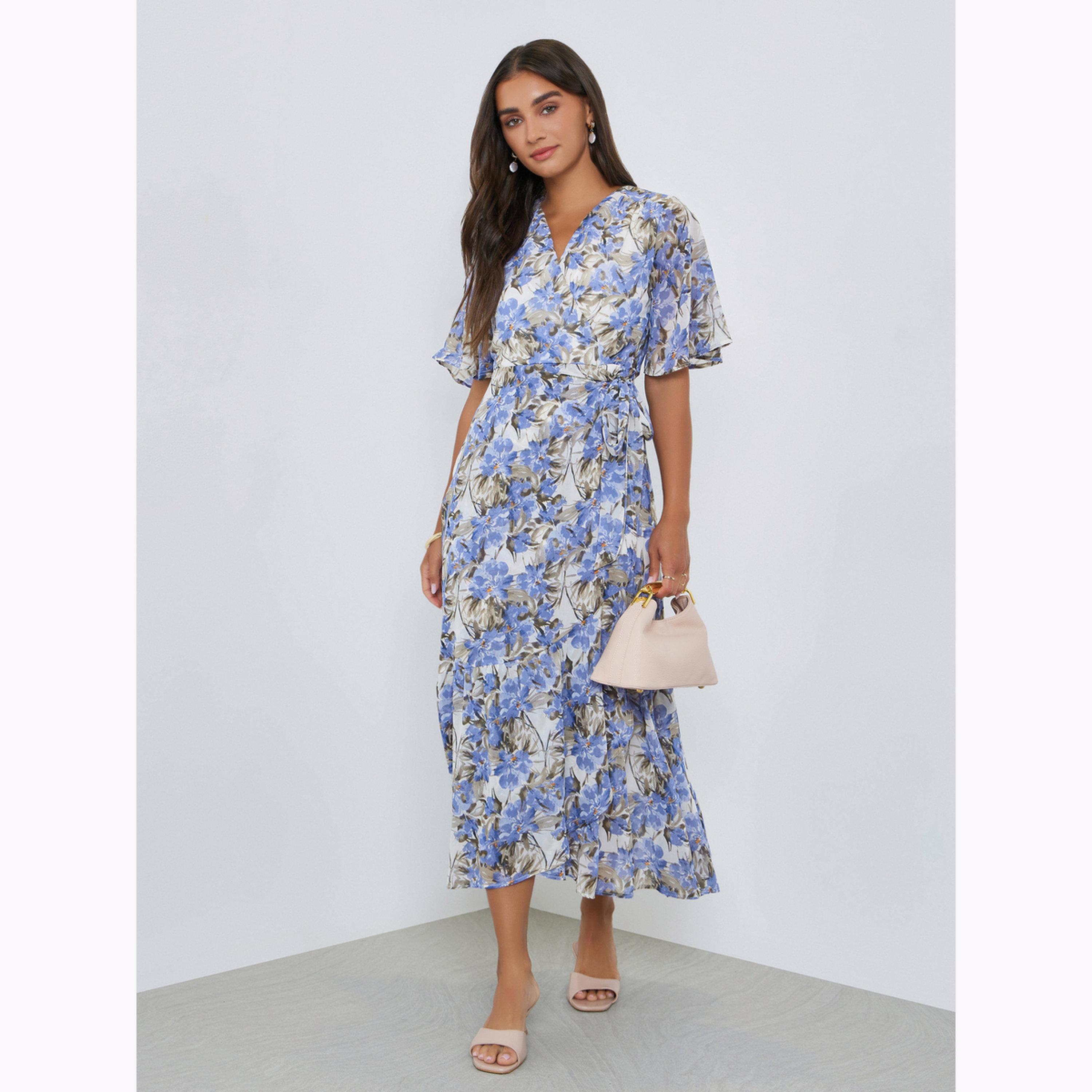فستان طويل لف بنقشة الزهور-women-clothing-dresses-image-1