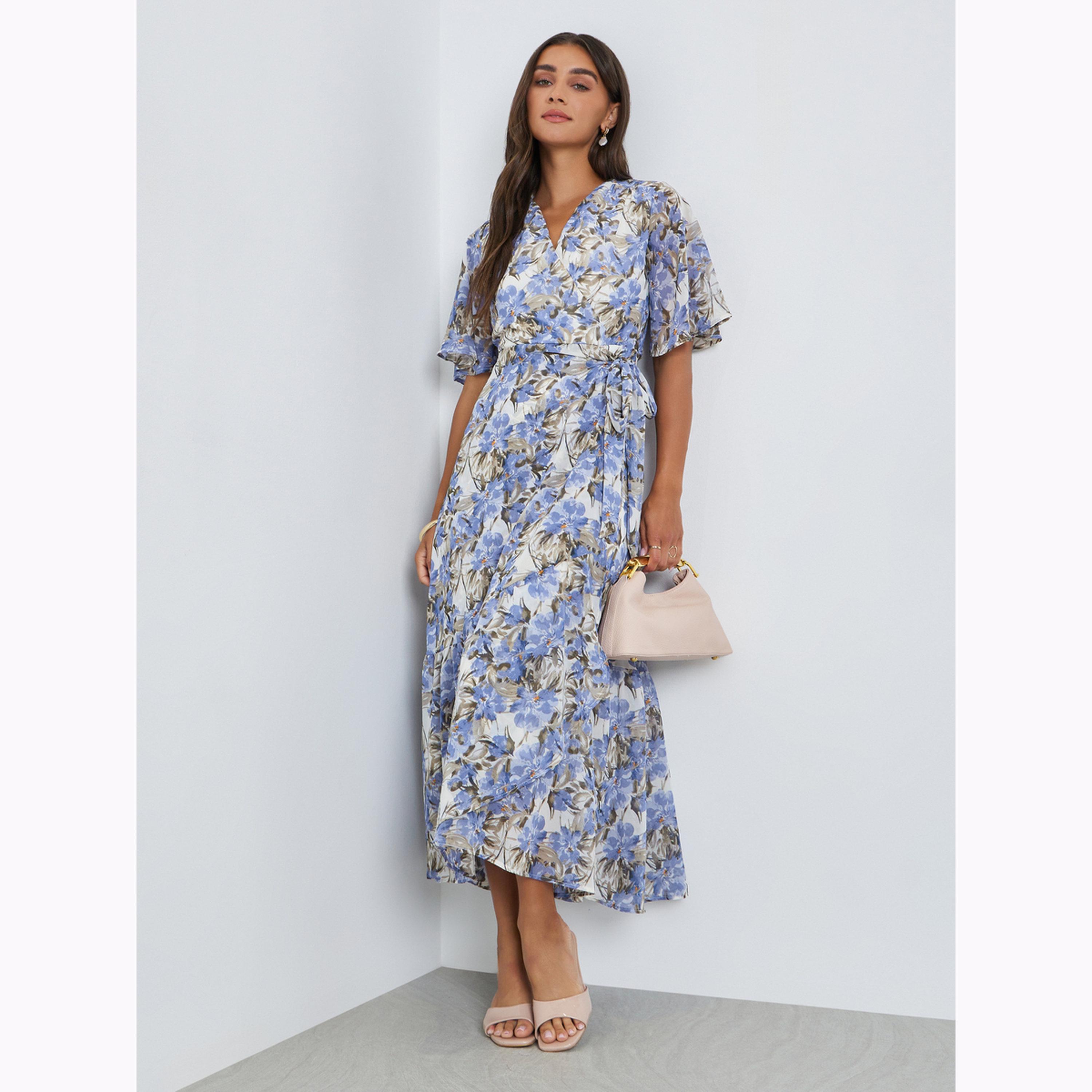 Styli Blue Floral Maxi Wrap Dress-women-clothing-dresses-image-3
