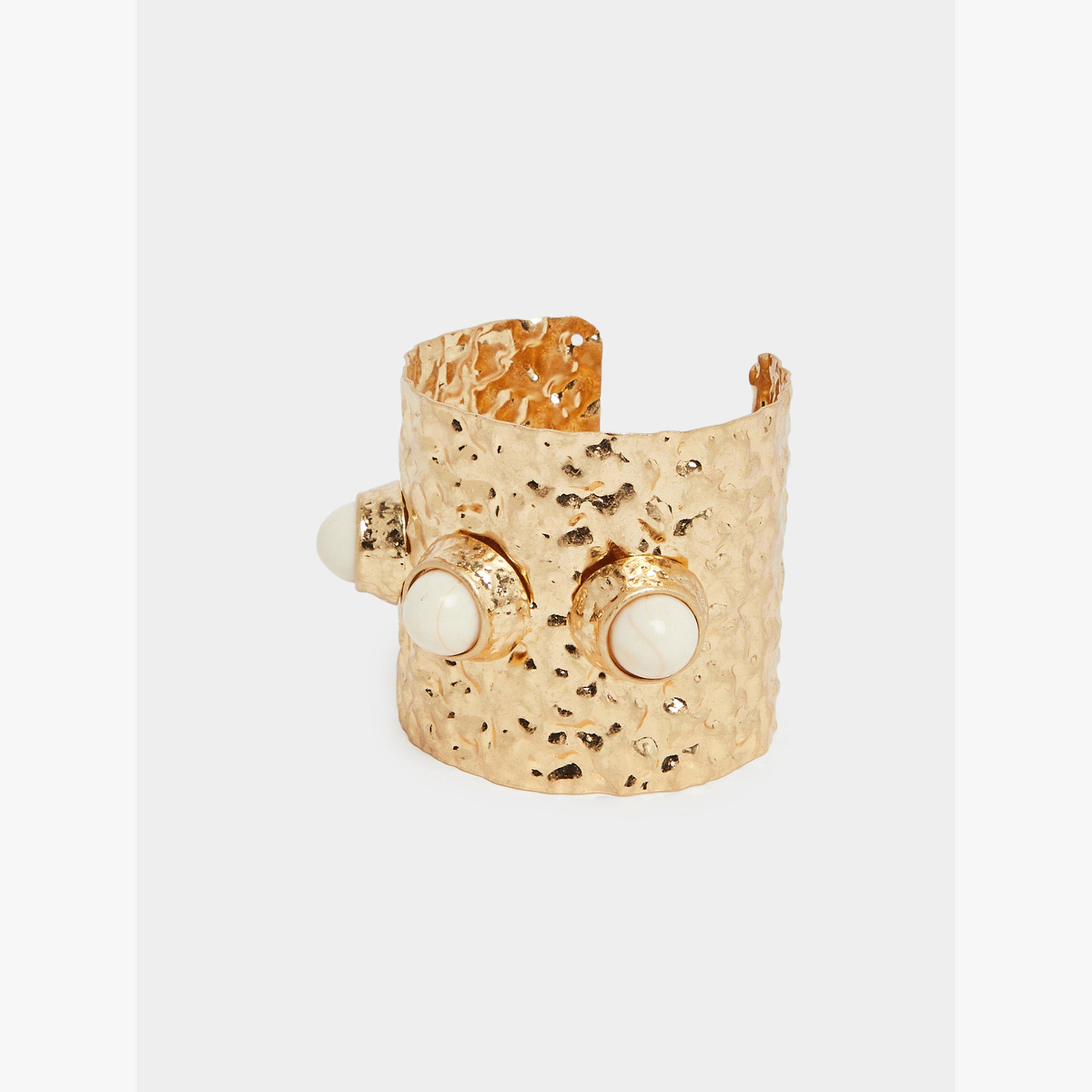 Styli Textured Cuff Bracelet with Faux Pearl Detail-women-watchesandjewellery-jewellery-banglesandbracelets-image-1