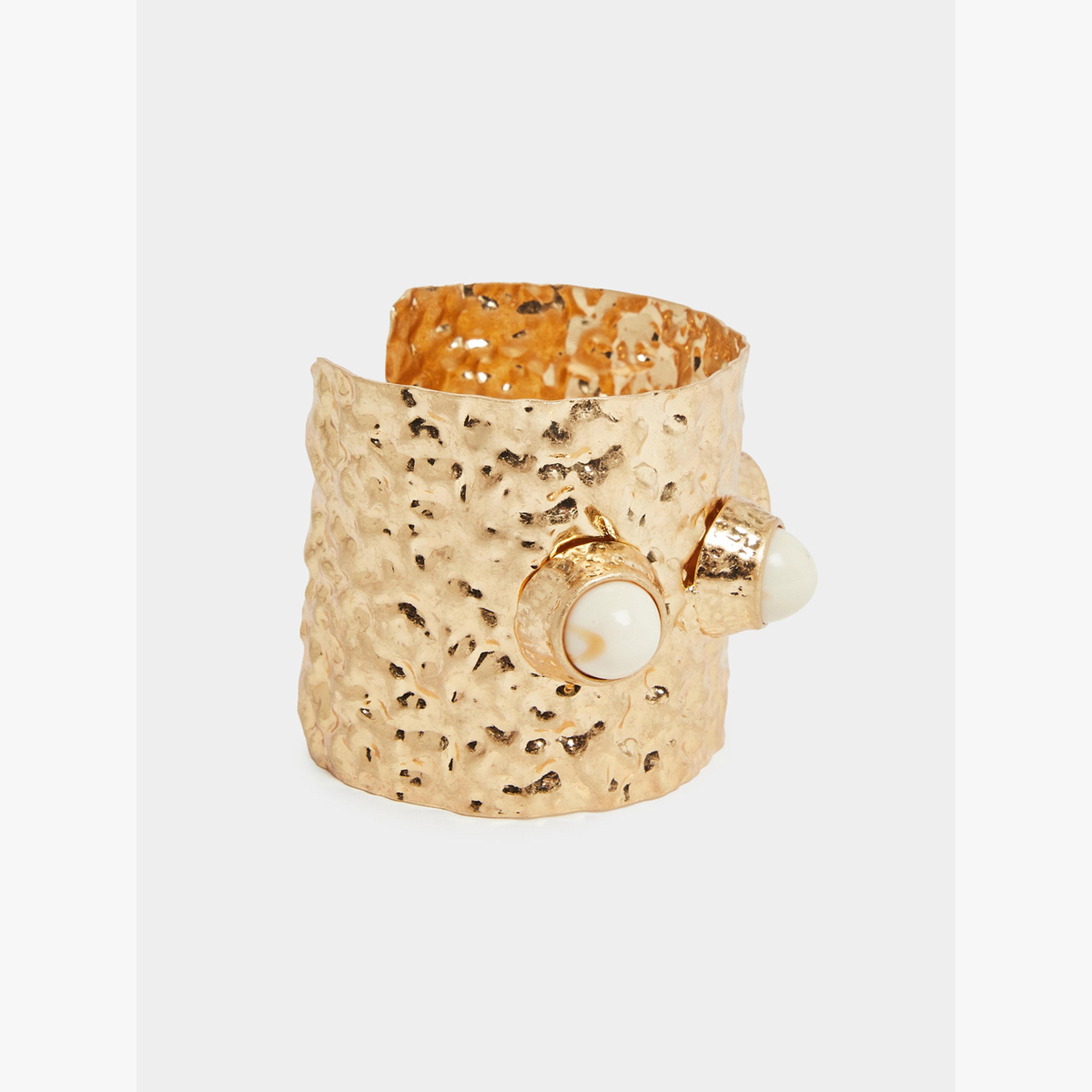 Styli Textured Cuff Bracelet with Faux Pearl Detail-women-watchesandjewellery-jewellery-banglesandbracelets-image-4