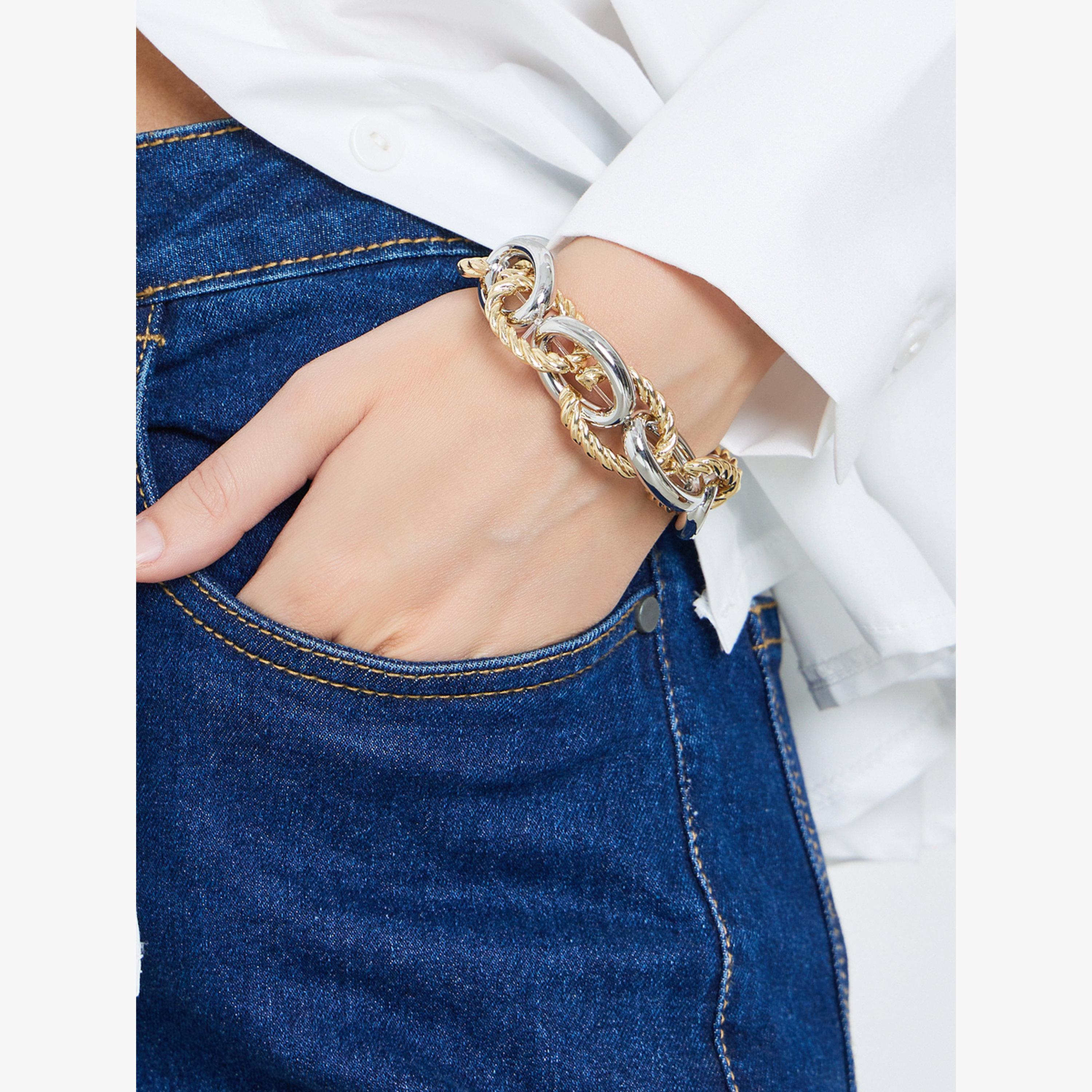 Styli Two Tone Link Chain Bracelet-women-watchesandjewellery-jewellery-banglesandbracelets-image-2