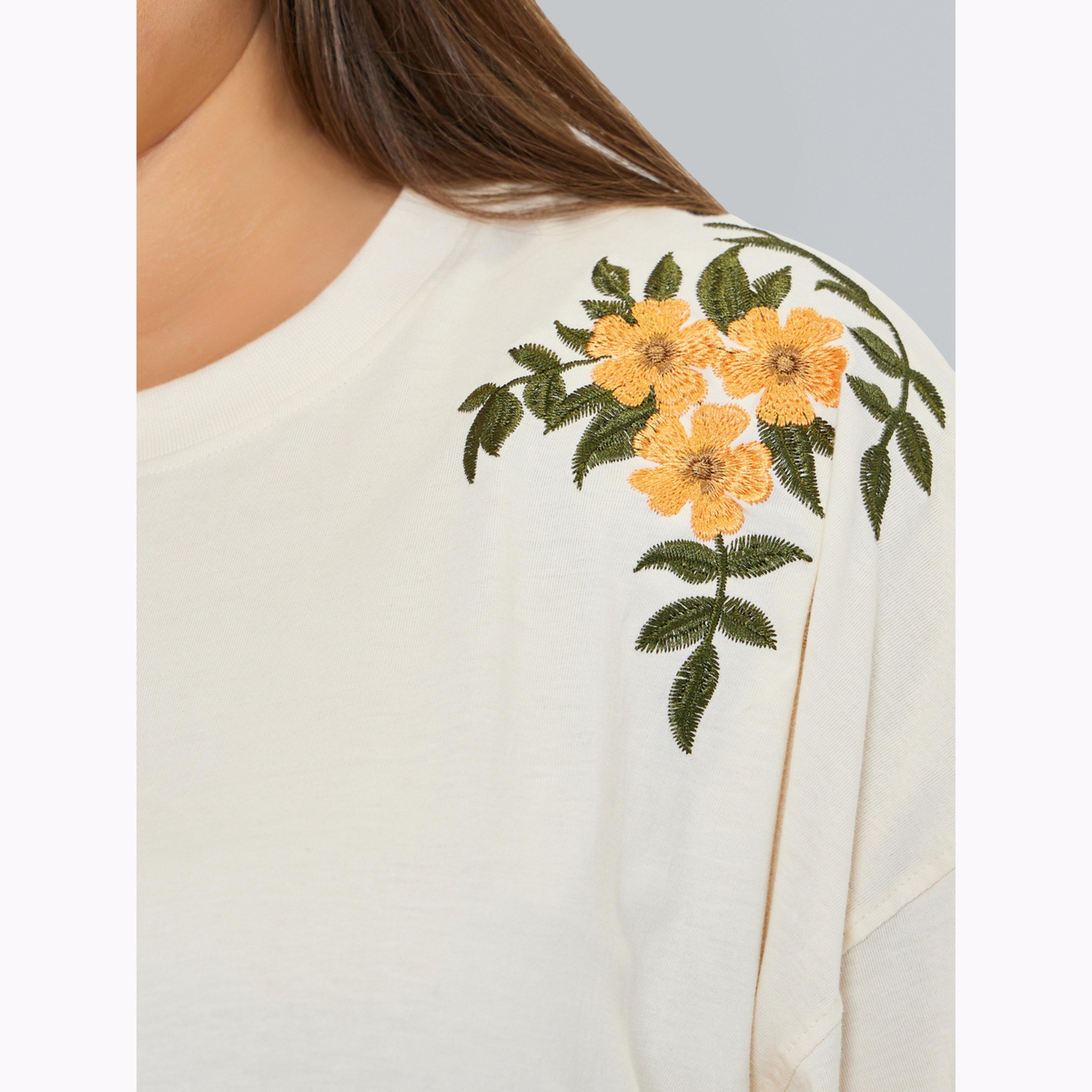 Styli Plus Size 100% Cotton Embroidered T-Shirt-women-clothing-tshirts-image-5