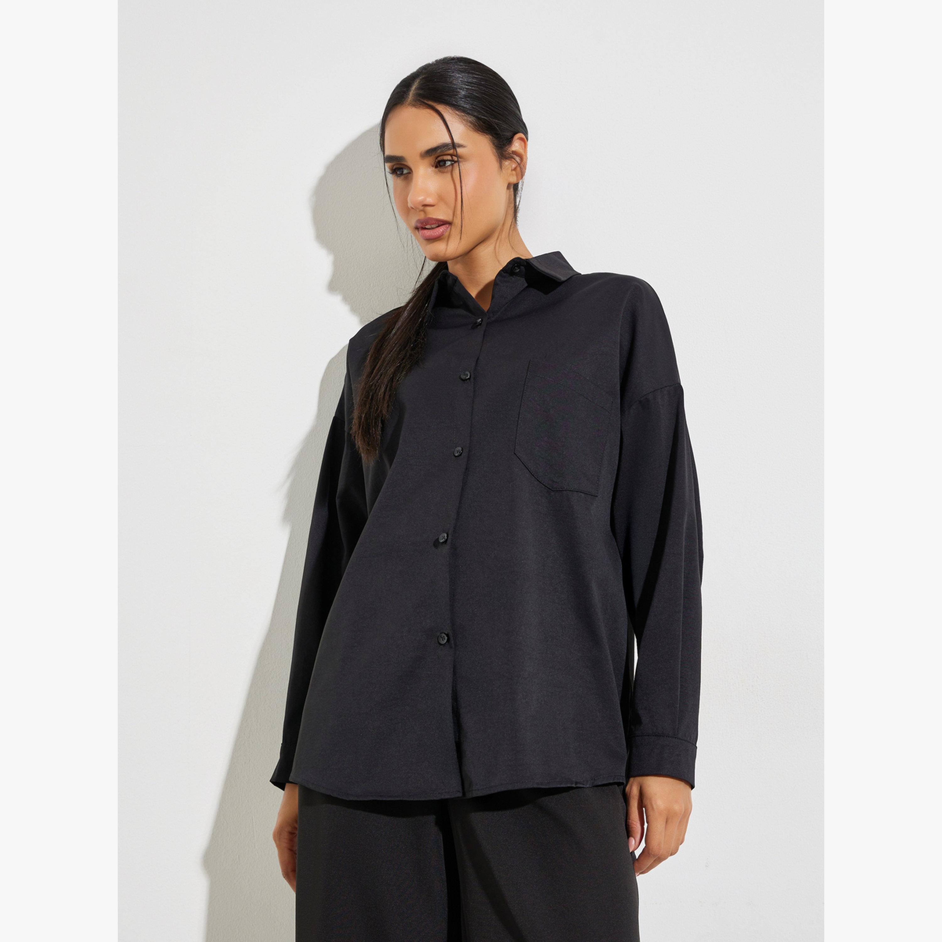 بلوزة بقصة واسعة بأكمام منفوخة-women-clothing-shirtsandblouses-shirts-image-1