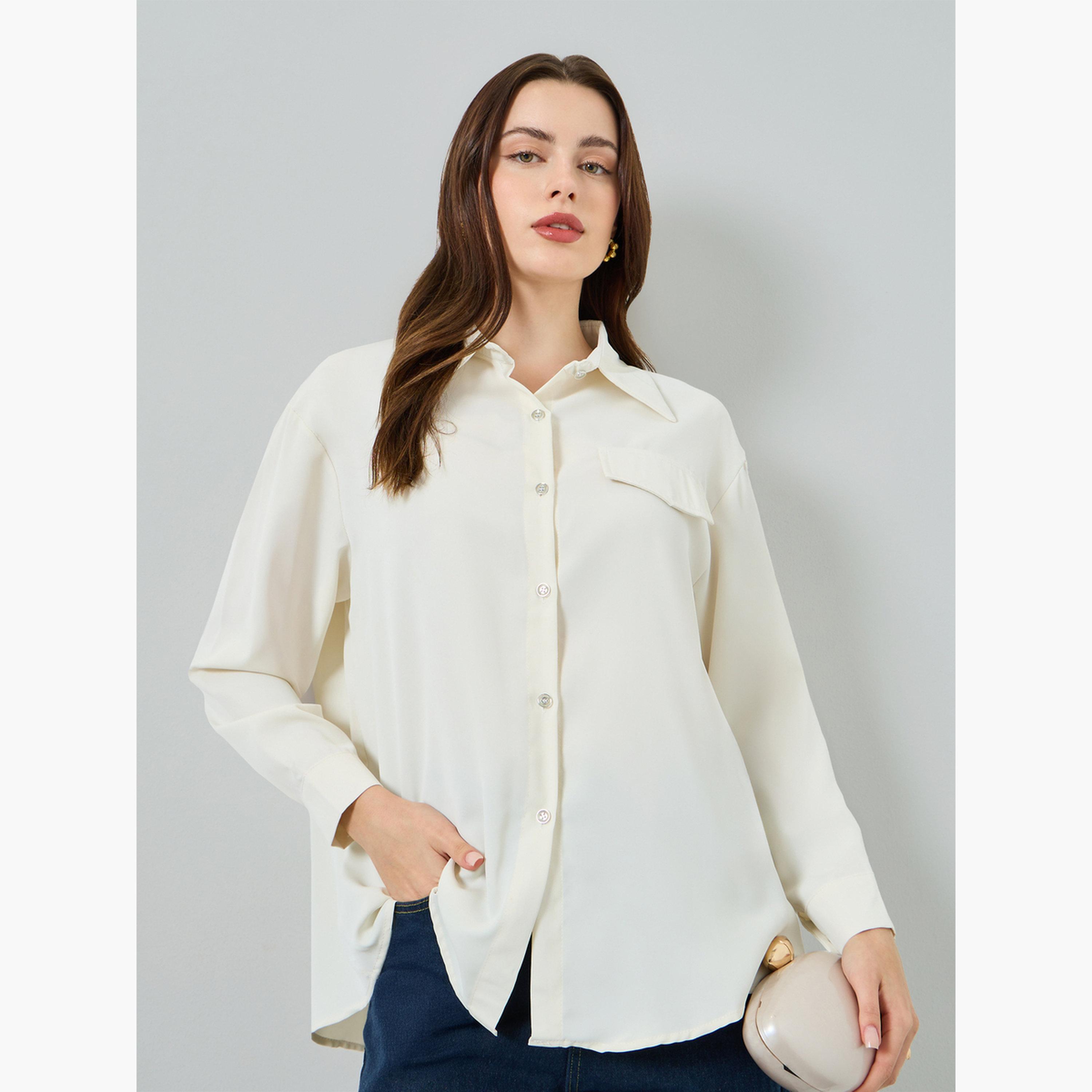 بلوزة بأزرار وأكمام طويلة بيج-women-clothing-shirtsandblouses-shirts-image-1