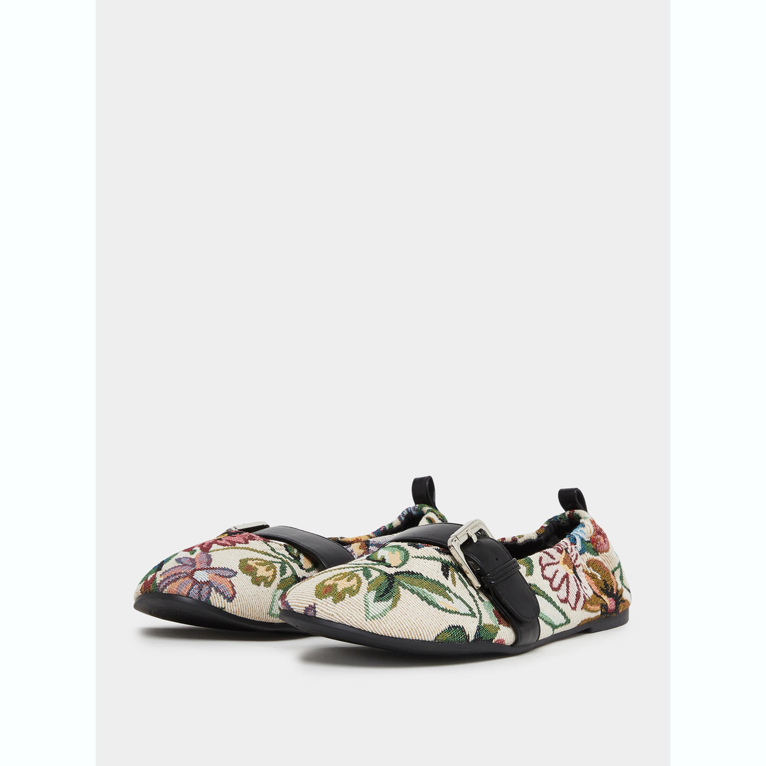 Styli Beige Jacquard Floral Ballerina-women-shoes-ballerinas-image-1
