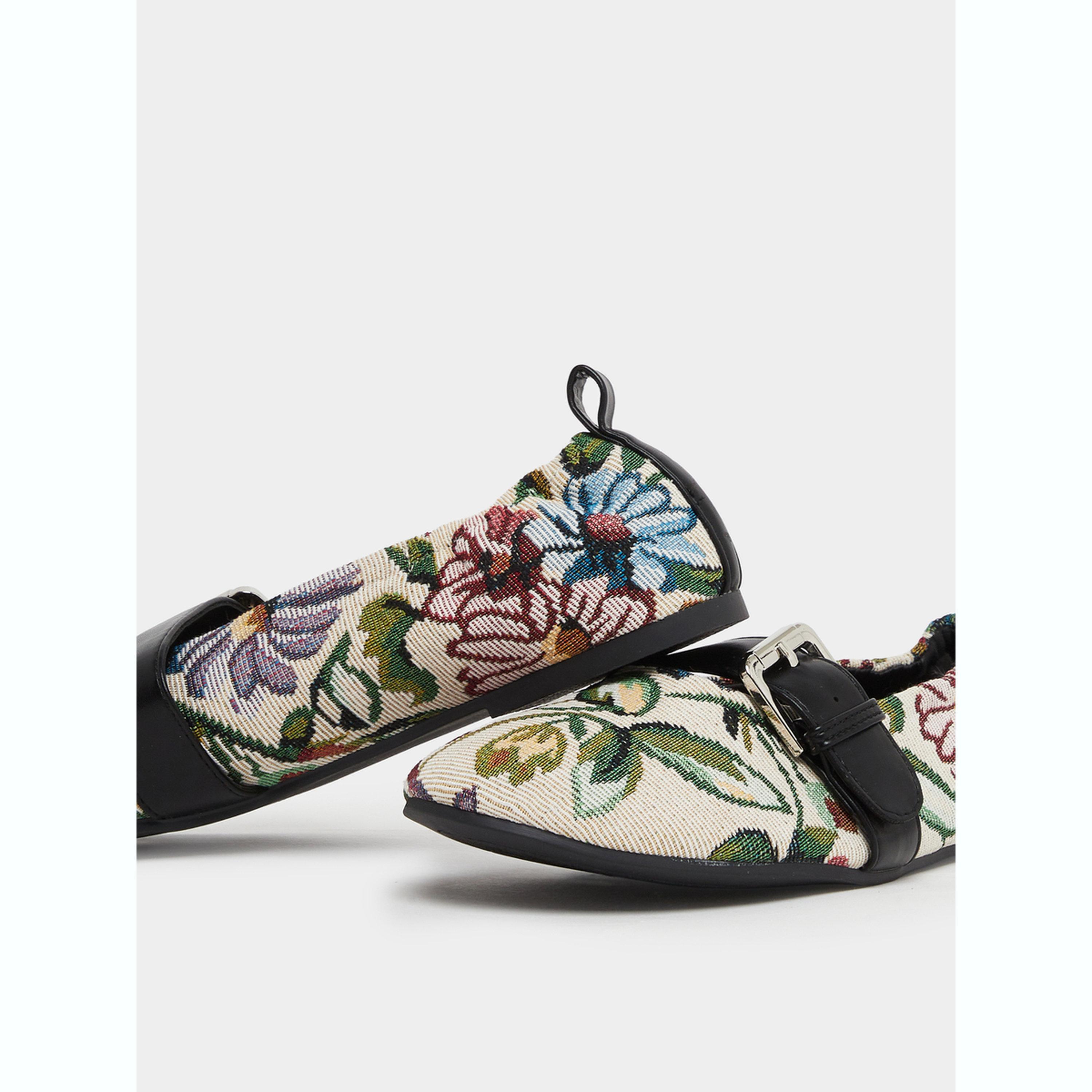 Styli Beige Jacquard Floral Ballerina-women-shoes-ballerinas-image-4