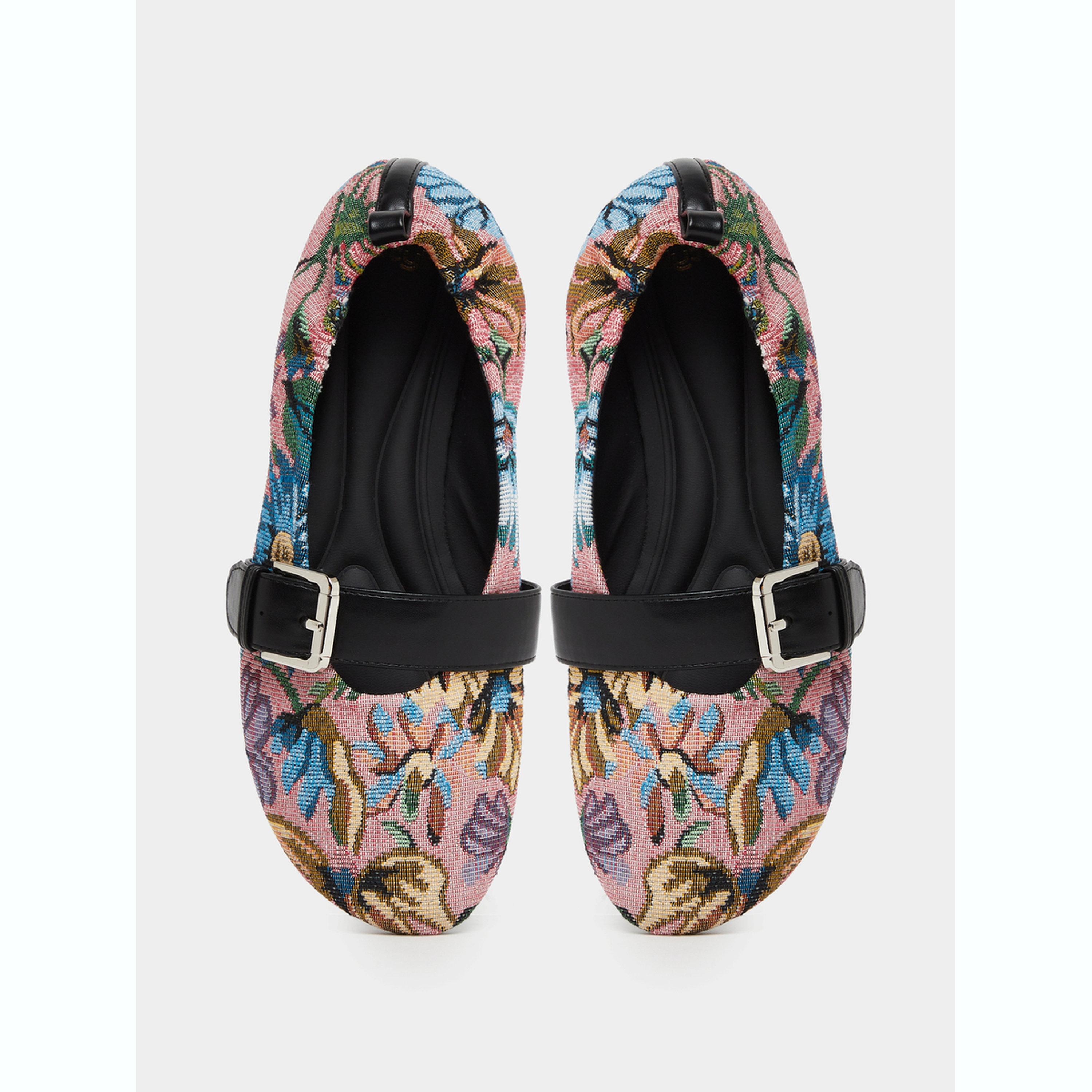 Styli Pink Jacquard Floral Ballerina-women-shoes-ballerinas-image-3