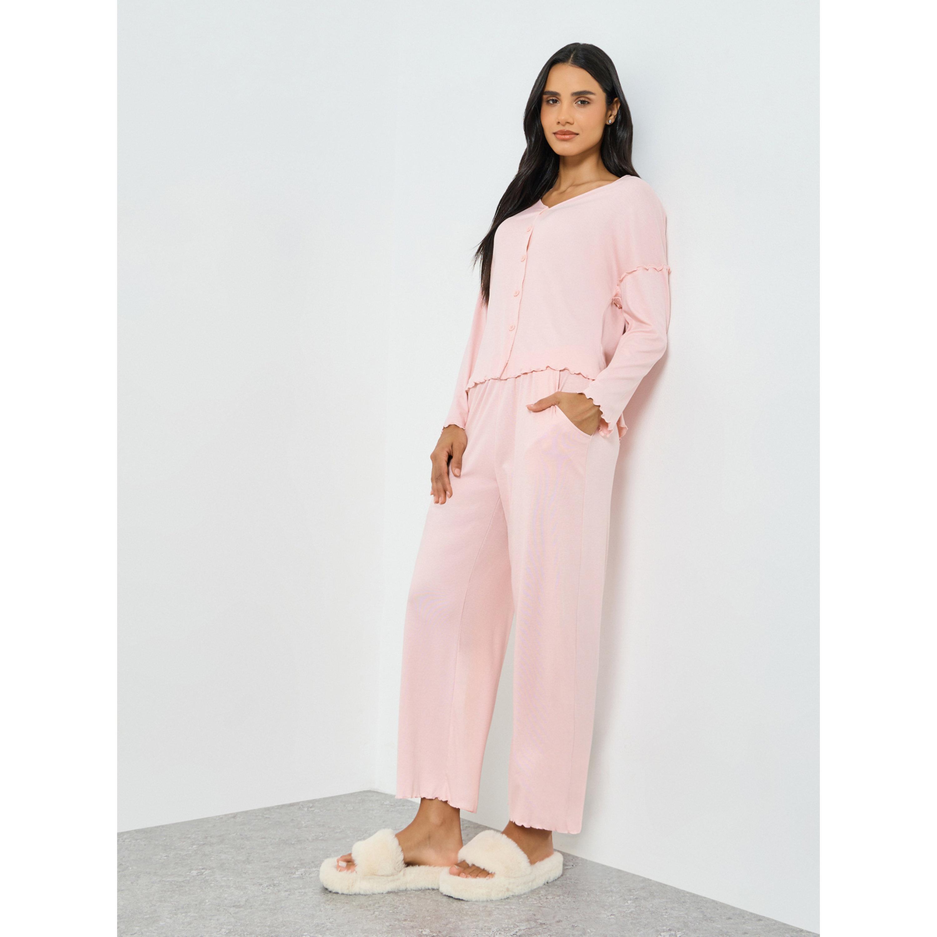 Styli Modal Long Sleeve Shirt and Pocket Pyjama Set-women-clothing-nightwear-pyjamas-longsets-image-1