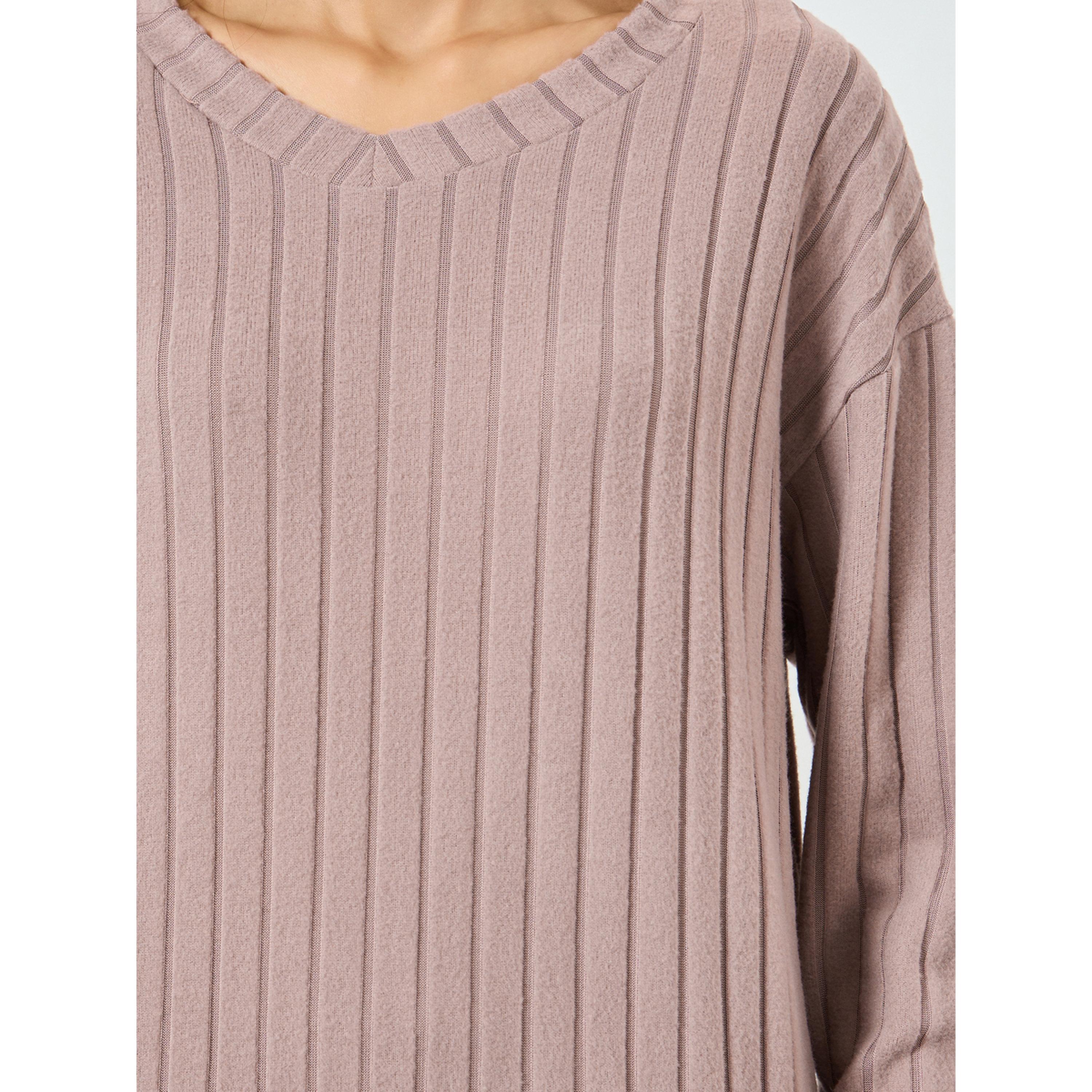 طقم بيجاما من بنطال وبلوزة مضلعة بأكمام طويلة-women-clothing-nightwear-pyjamas-longsets-image-6
