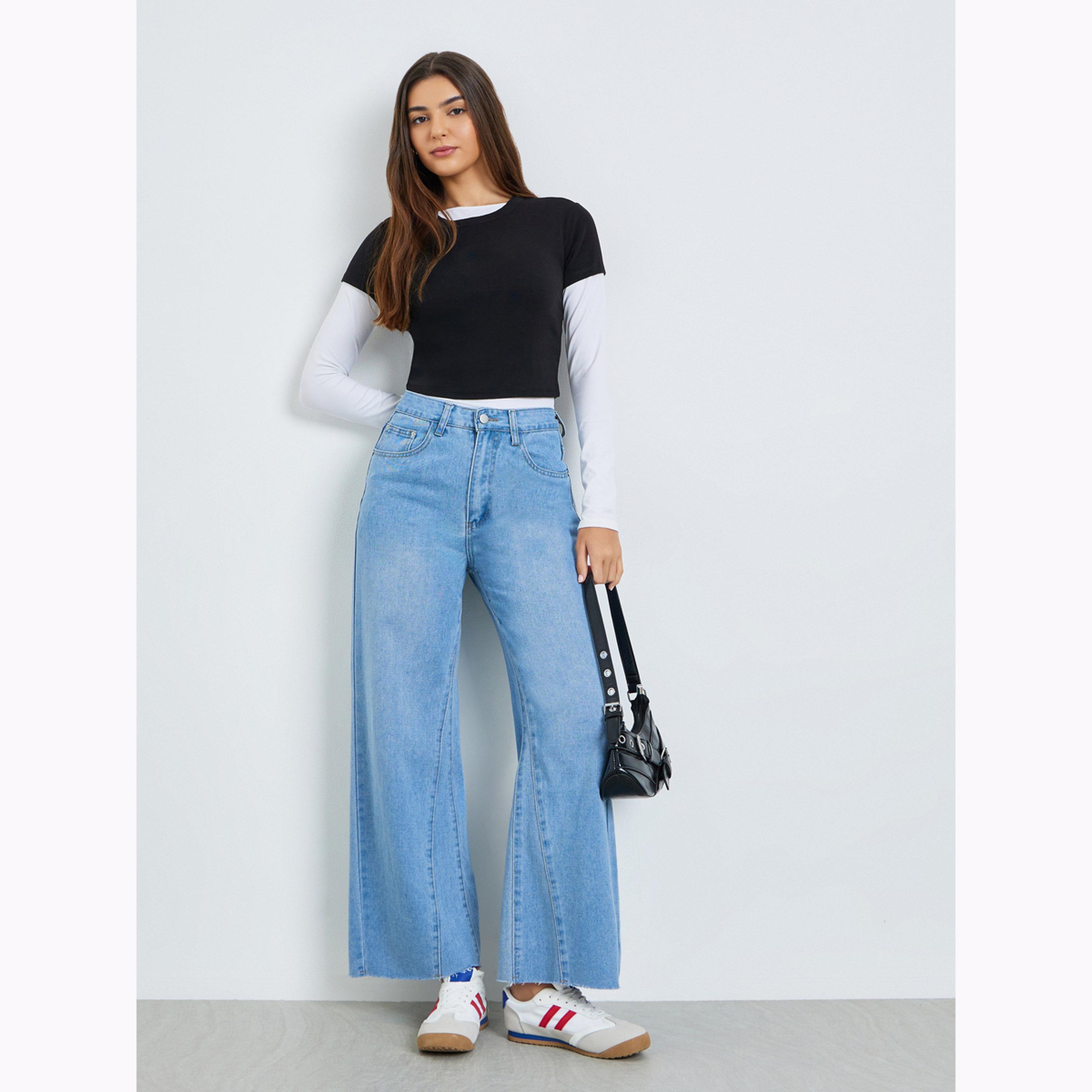 Styli Blue Wide Leg Faded Jeans-women-clothing-bottoms-jeans-image-2