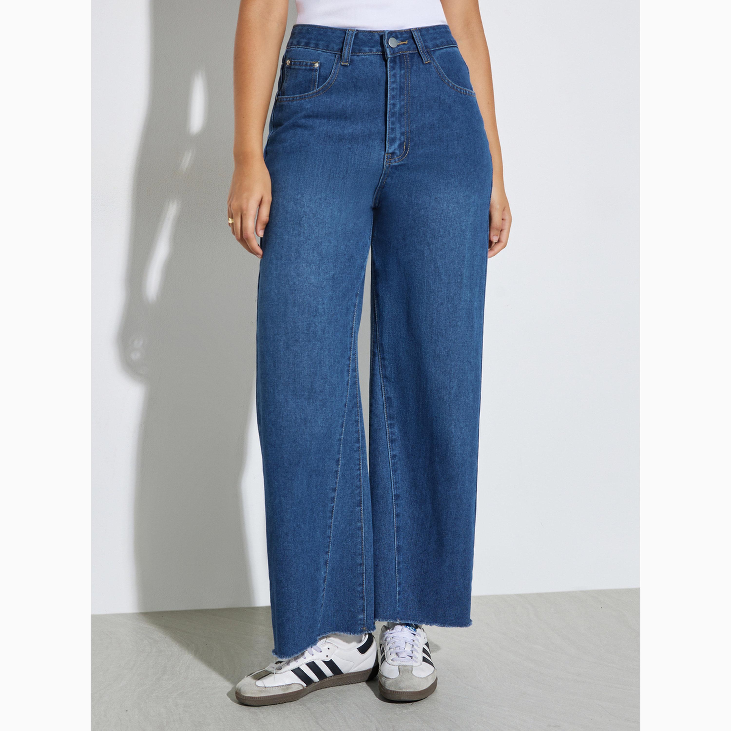 Styli Blue Wide Leg Faded Jeans-women-clothing-bottoms-jeans-image-1