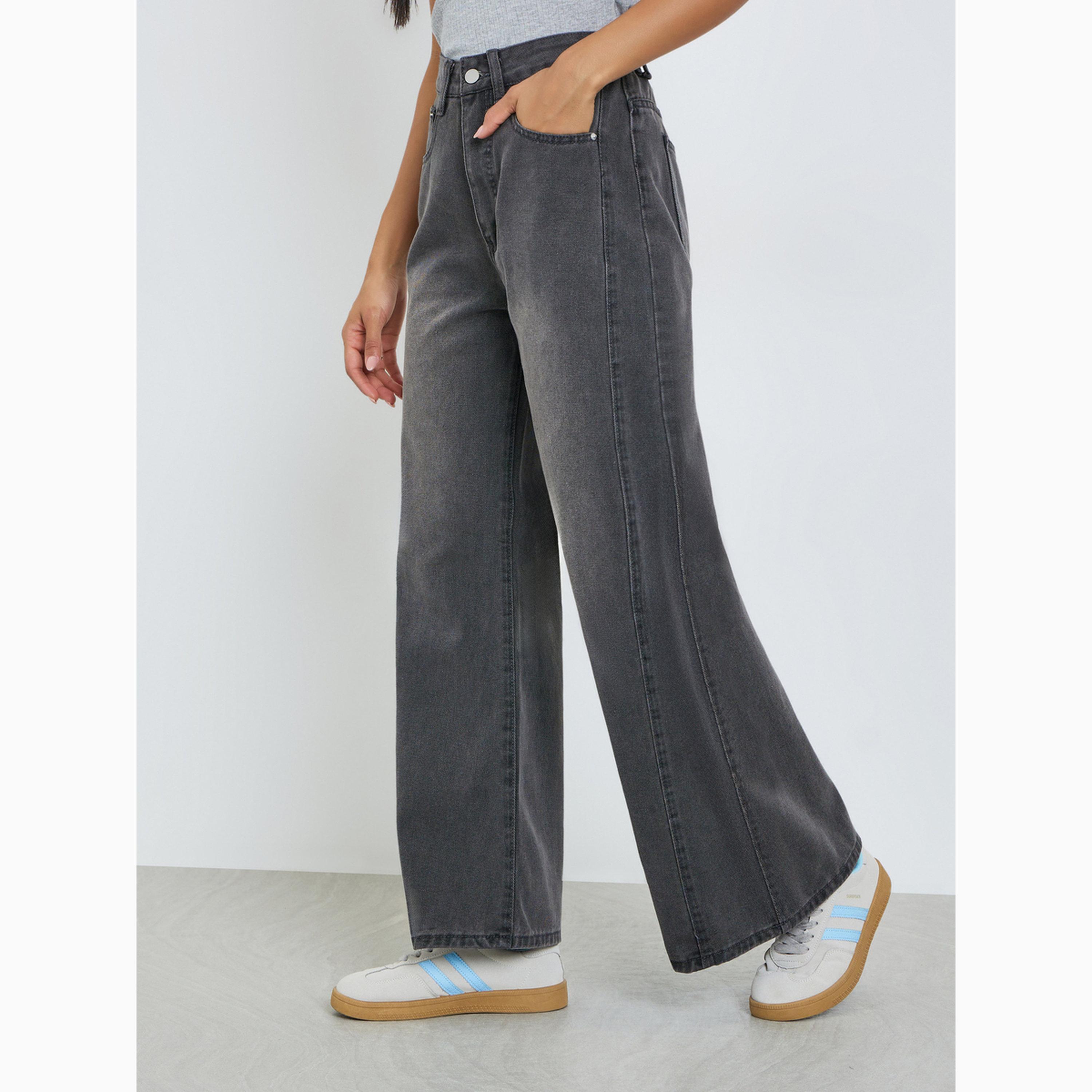 Styli High Rise Cut and Sew Wide Leg Jeans-women-clothing-bottoms-jeans-image-1