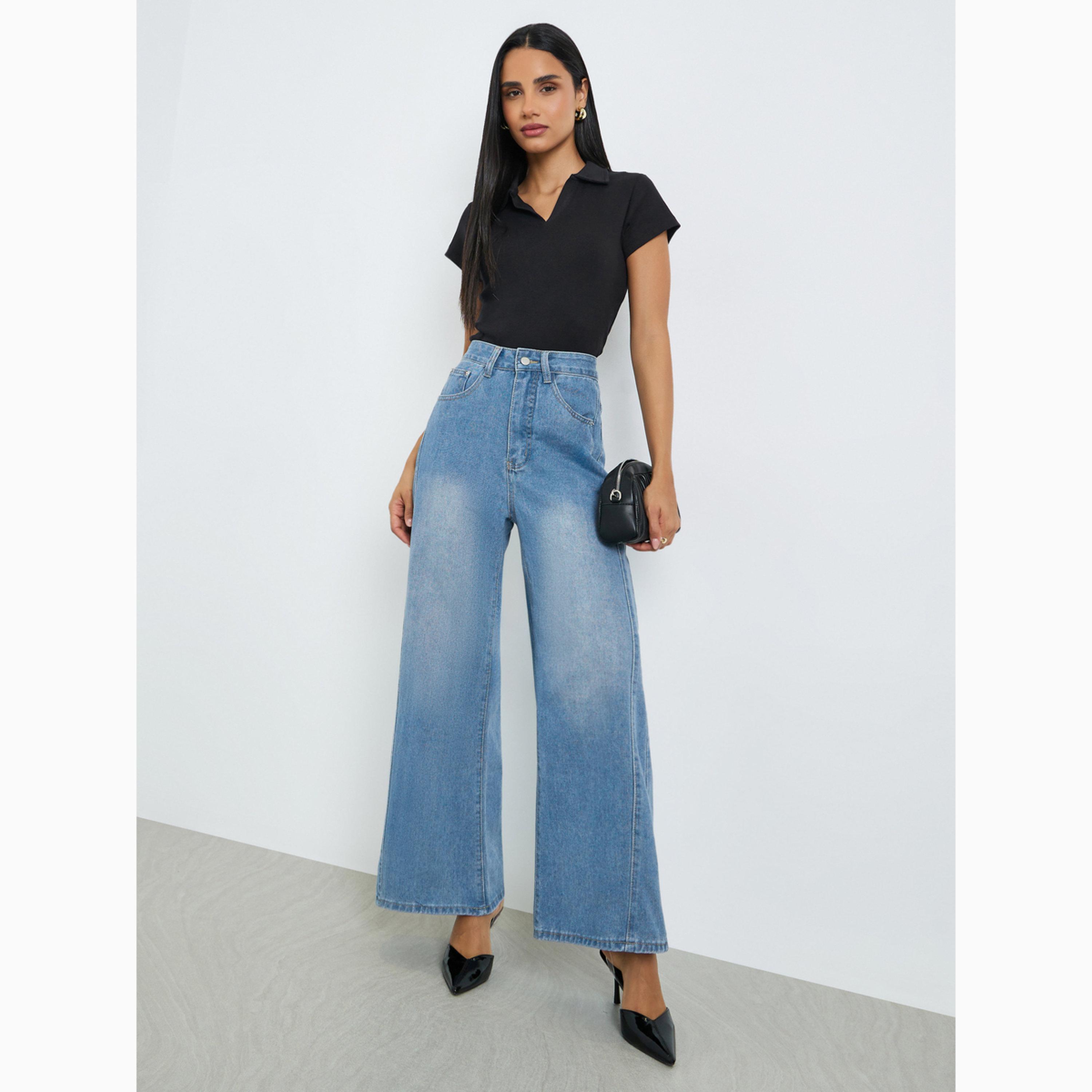 Styli High Rise Cut and Sew Wide Leg Jeans-women-clothing-bottoms-jeans-image-2