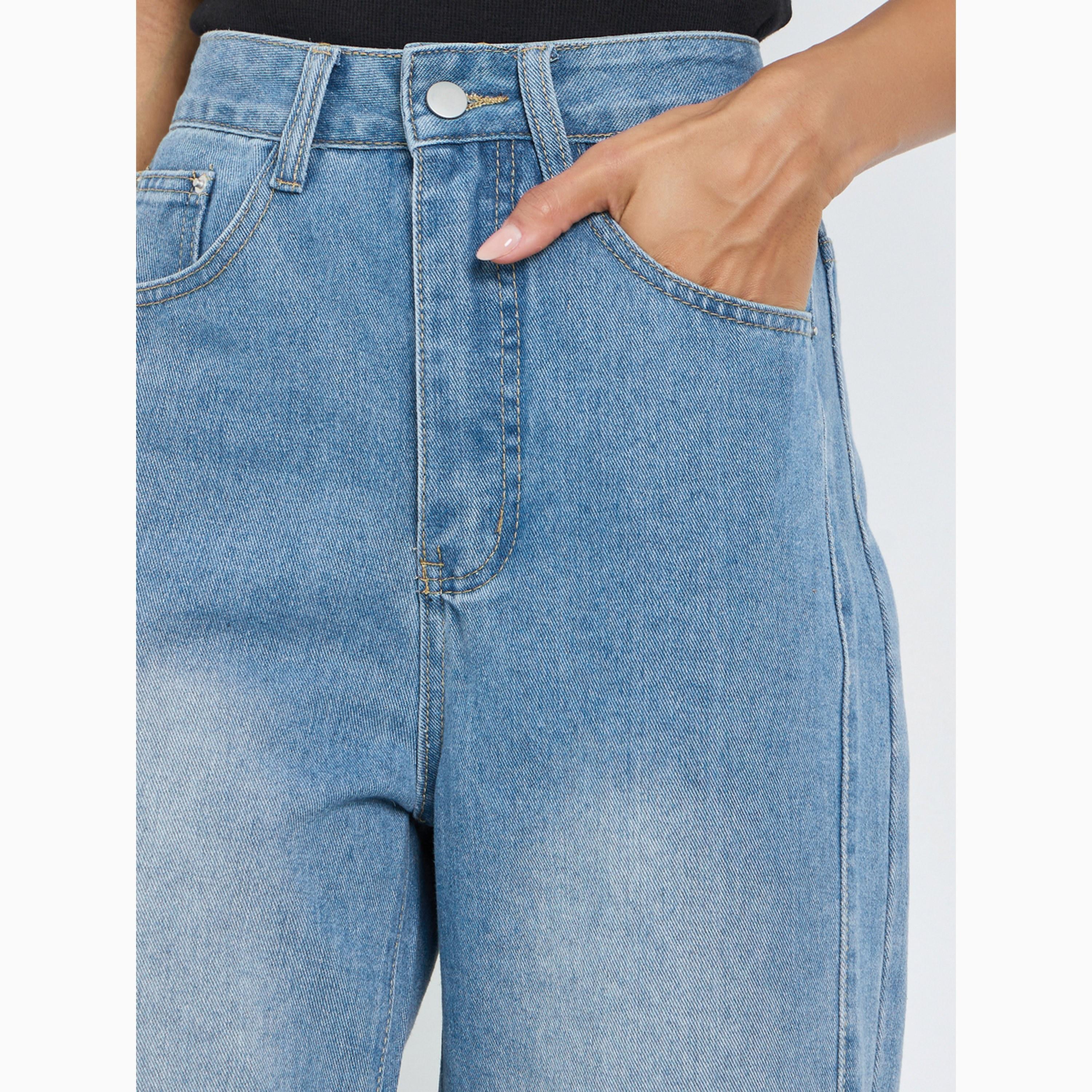 جينز بخصر مرتفع وأرجل واسعة وتفاصيل خياطة-women-clothing-bottoms-jeans-image-3