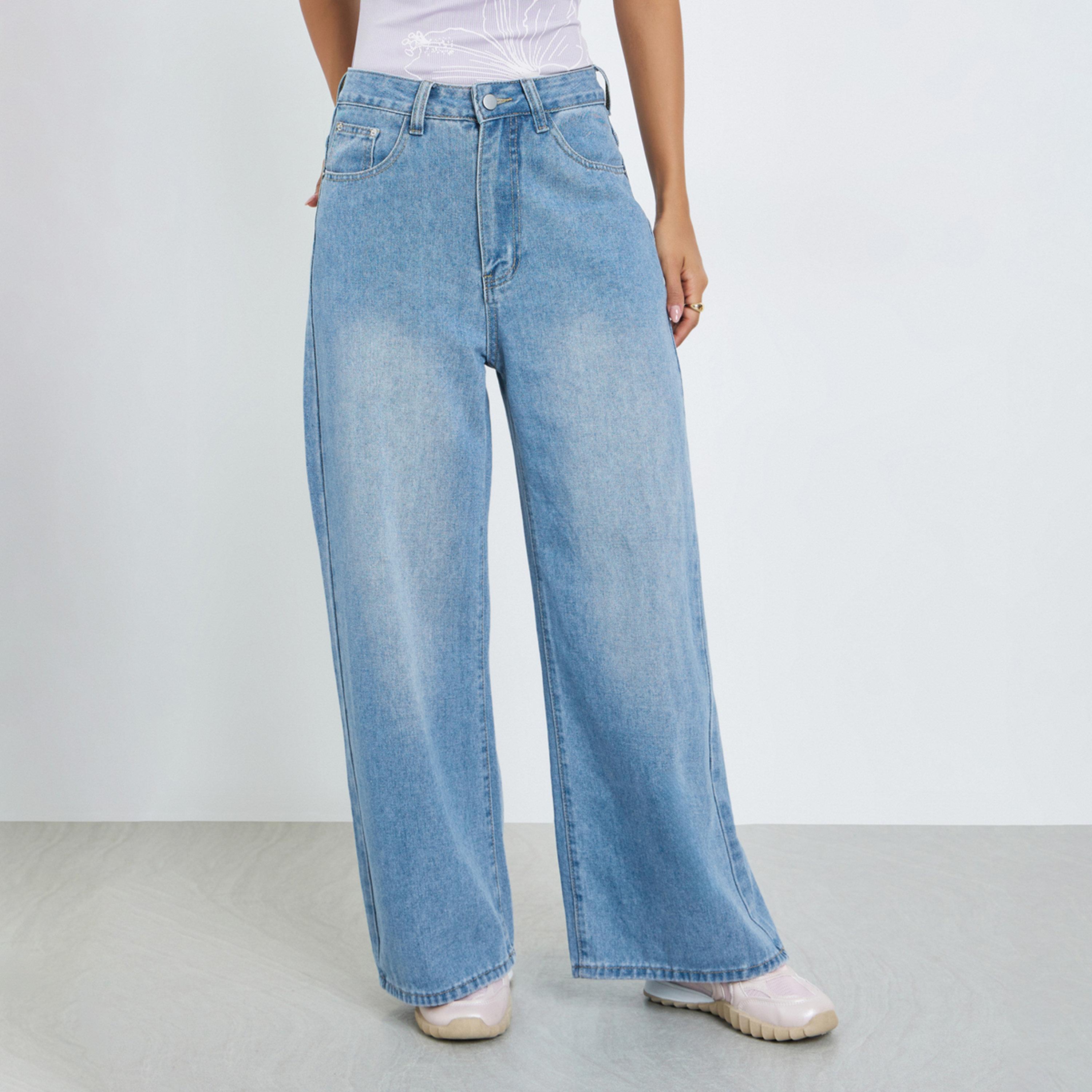 Styli High Rise Wide Leg Jeans-women-clothing-bottoms-jeans-image-1