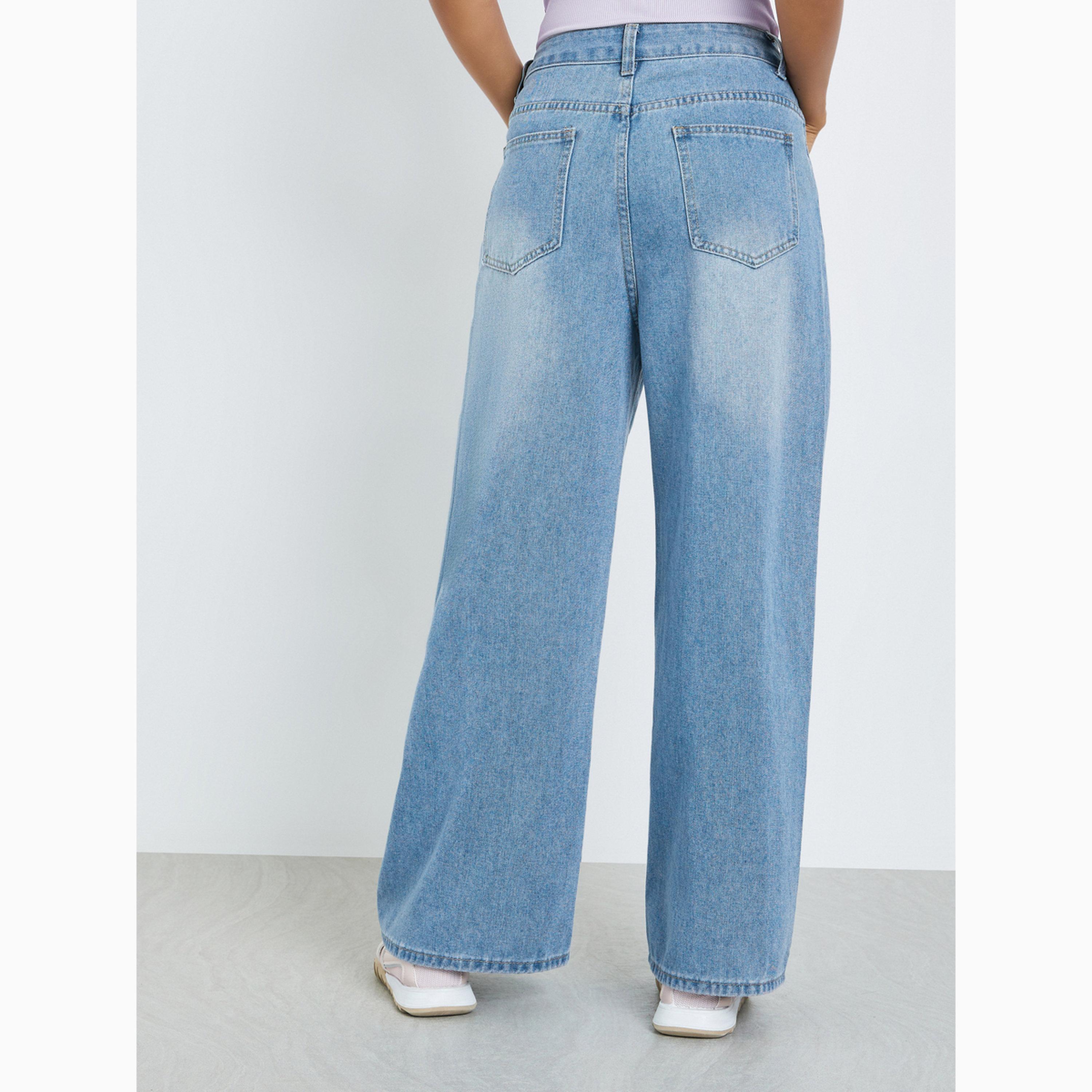 جينز بخصر مرتفع وأرجل واسعة-women-clothing-bottoms-jeans-image-4