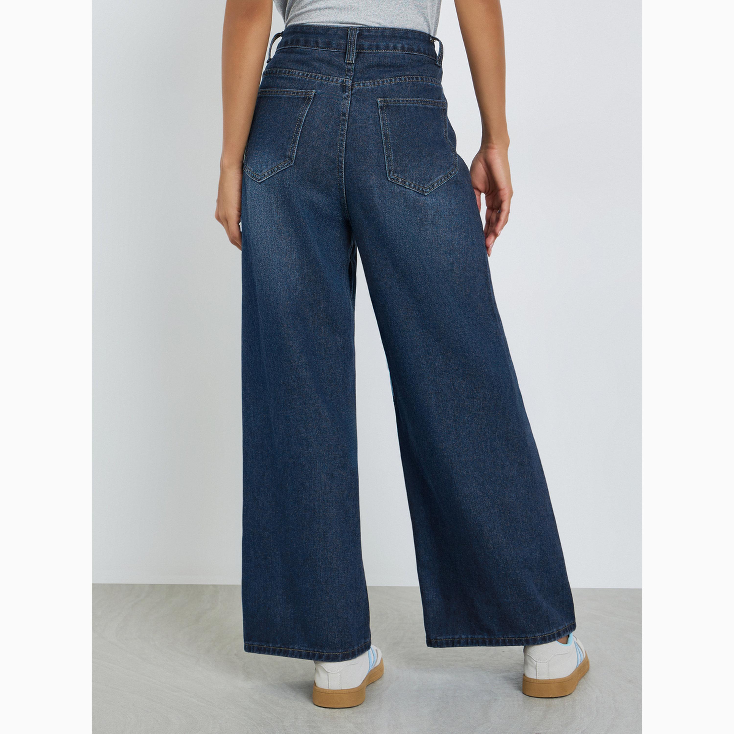 جينز بخصر مرتفع وأرجل واسعة-women-clothing-bottoms-jeans-image-4