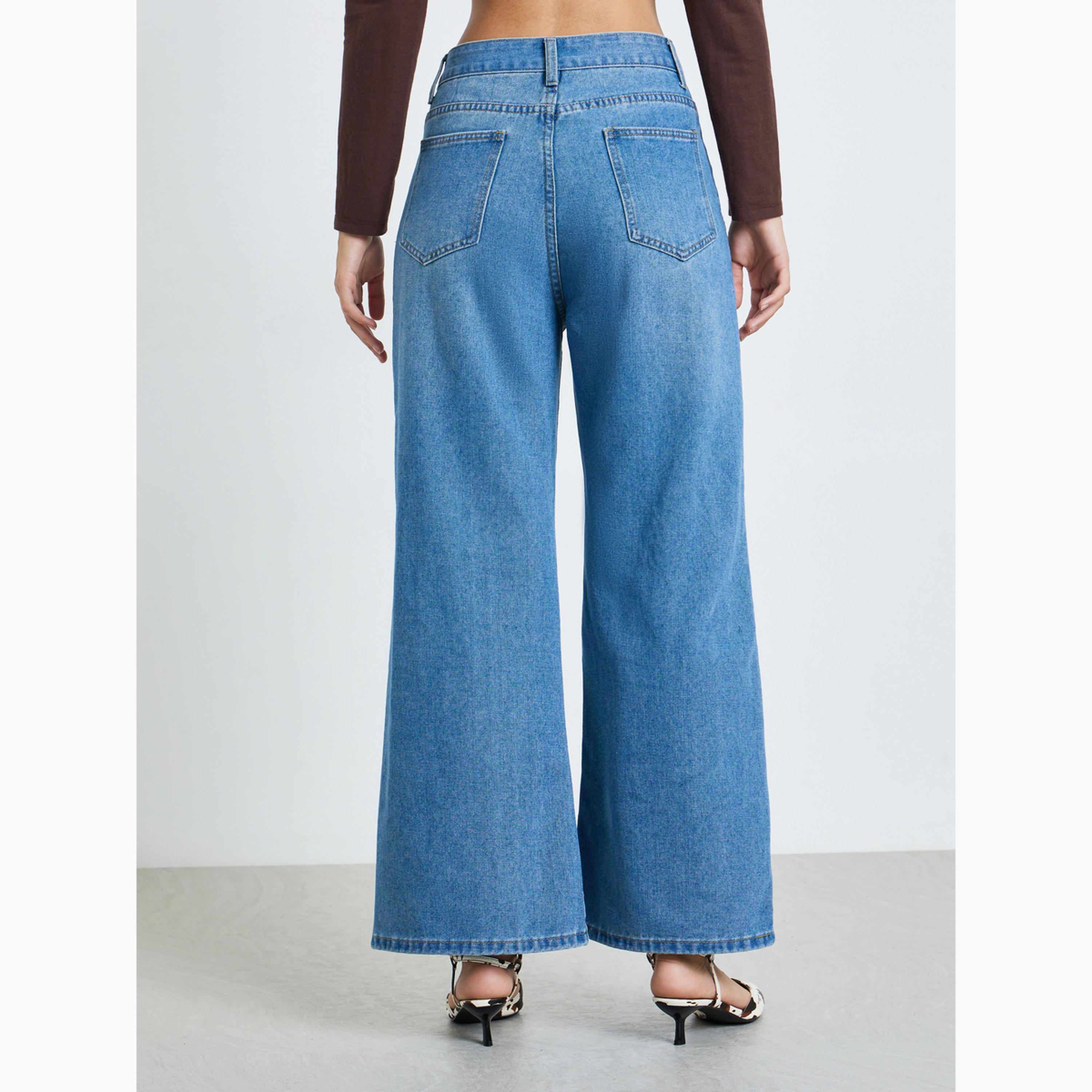 Styli Blue Mid Rise Wide Leg Jeans-women-clothing-bottoms-jeans-image-4