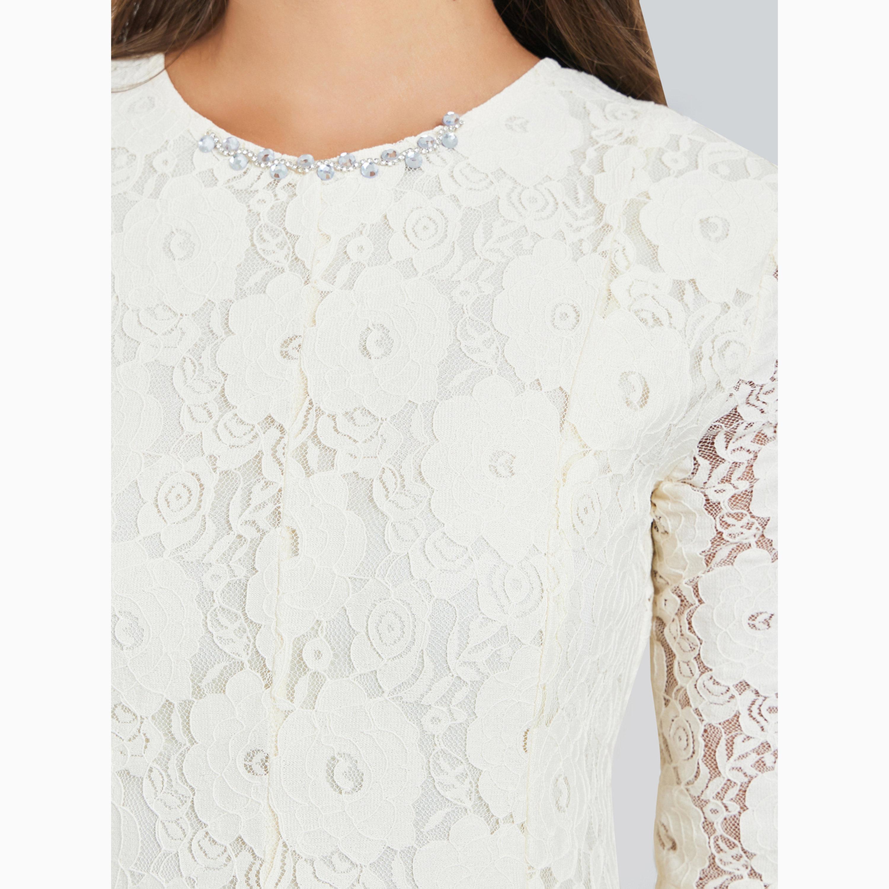Styli Off-White Floral Lace A-Line Maxi Dress-women-clothing-dresses-image-4