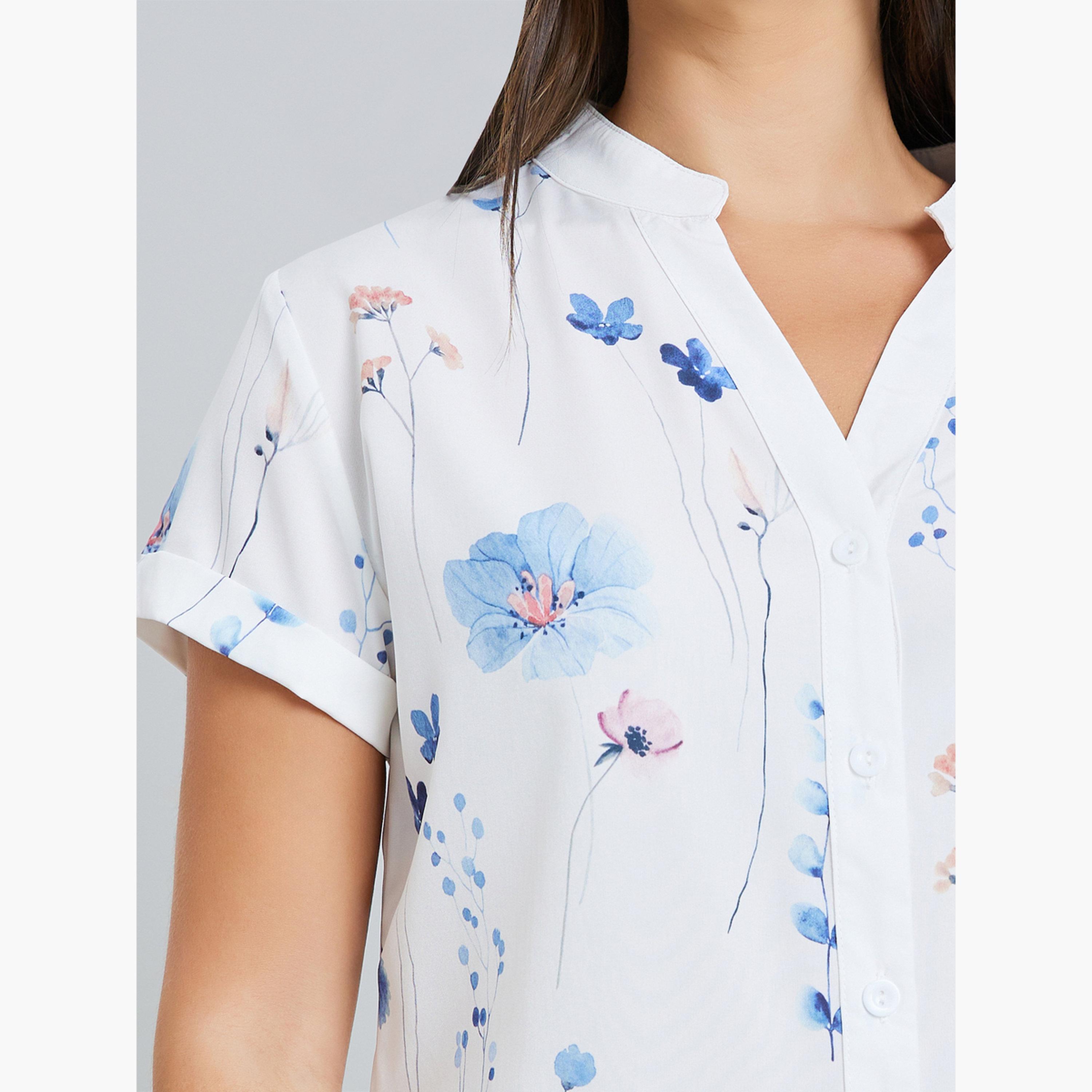 Take Two Women Floral Print Short Sleeve Buttoned Shirt-women-clothing-shirtsandblouses-shirts-image-4