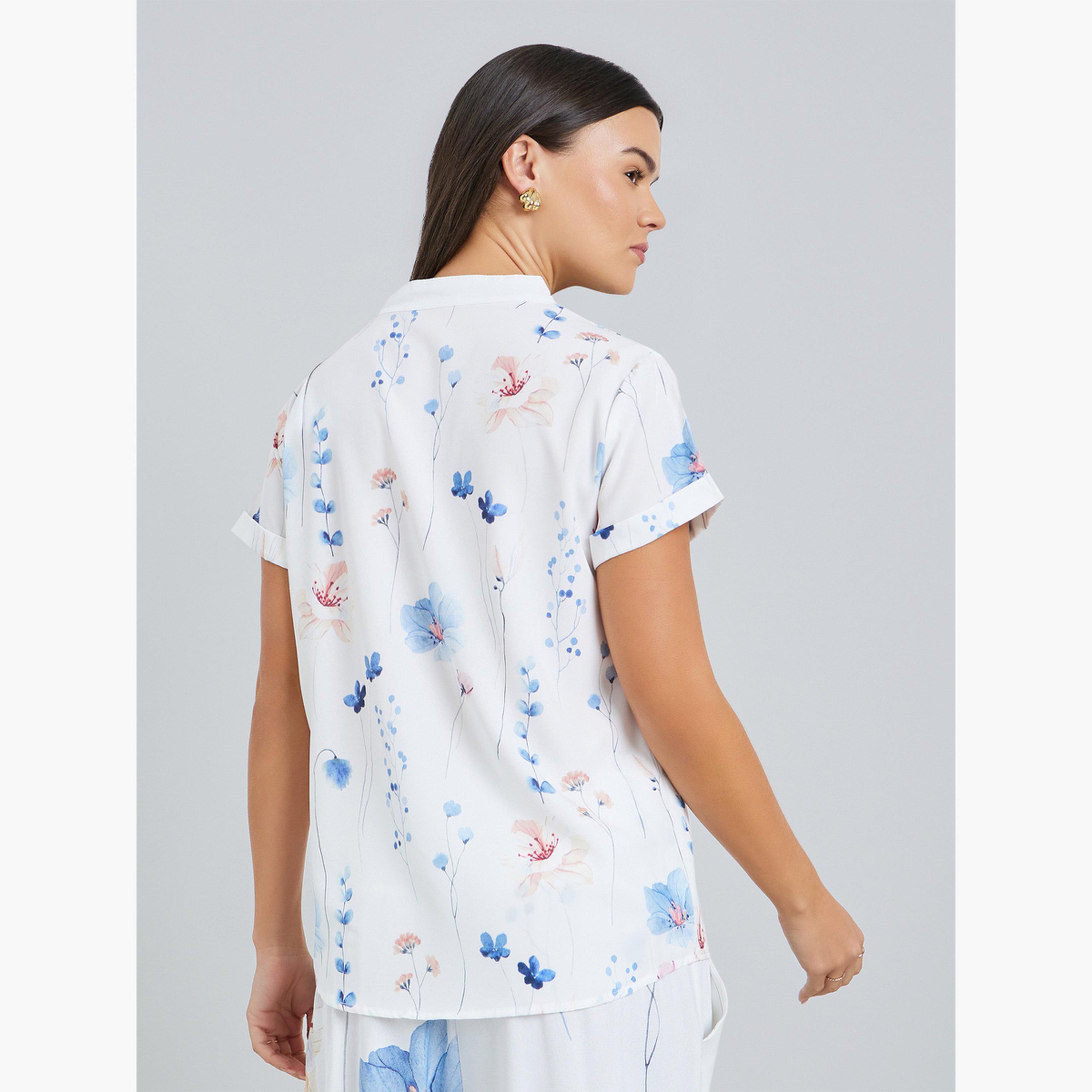 Take Two Women Floral Print Short Sleeve Buttoned Shirt-women-clothing-shirtsandblouses-shirts-image-5