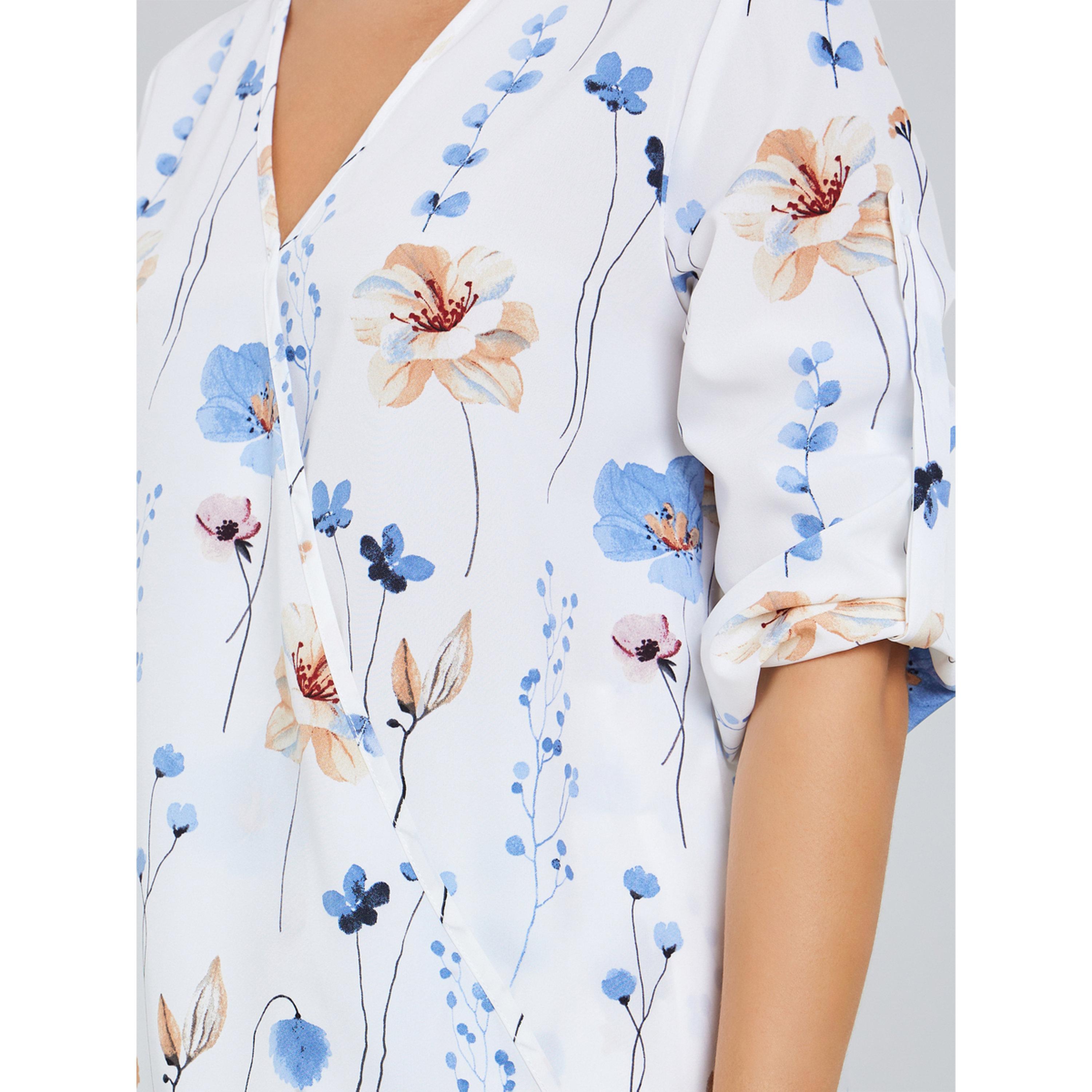 Take Two Women Floral Print Roll Up Sleeve Top-women-clothing-shirtsandblouses-blouses-image-4