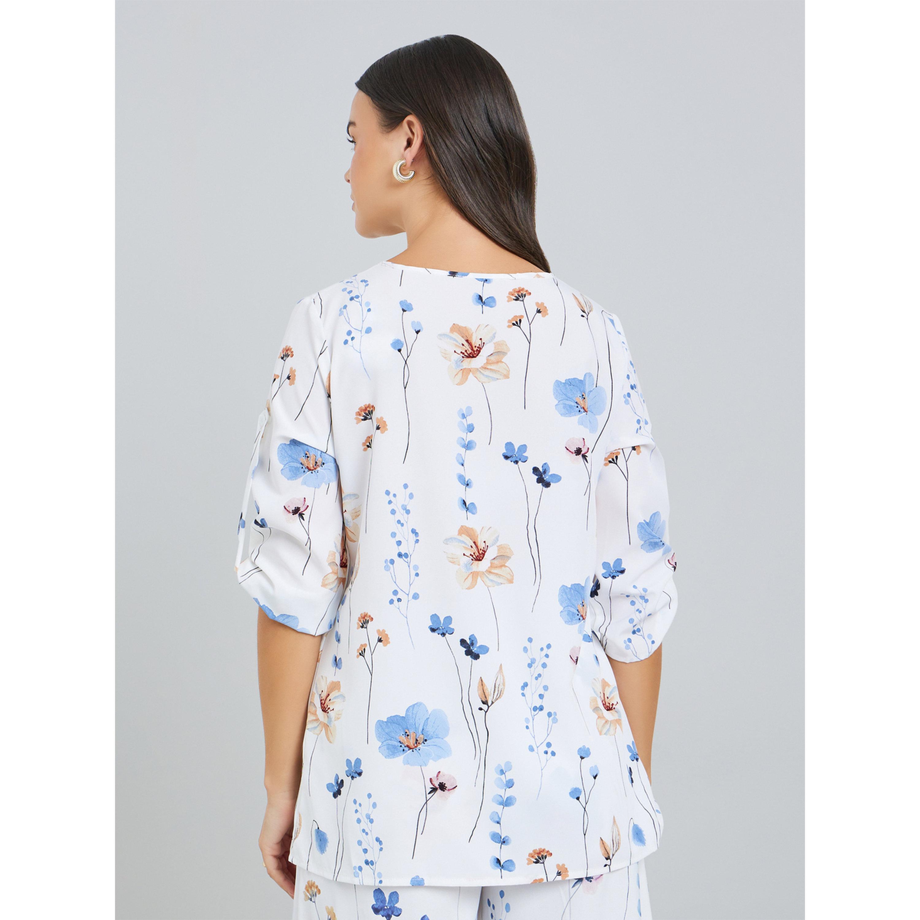 Take Two Women Floral Print Roll Up Sleeve Top-women-clothing-shirtsandblouses-blouses-image-5