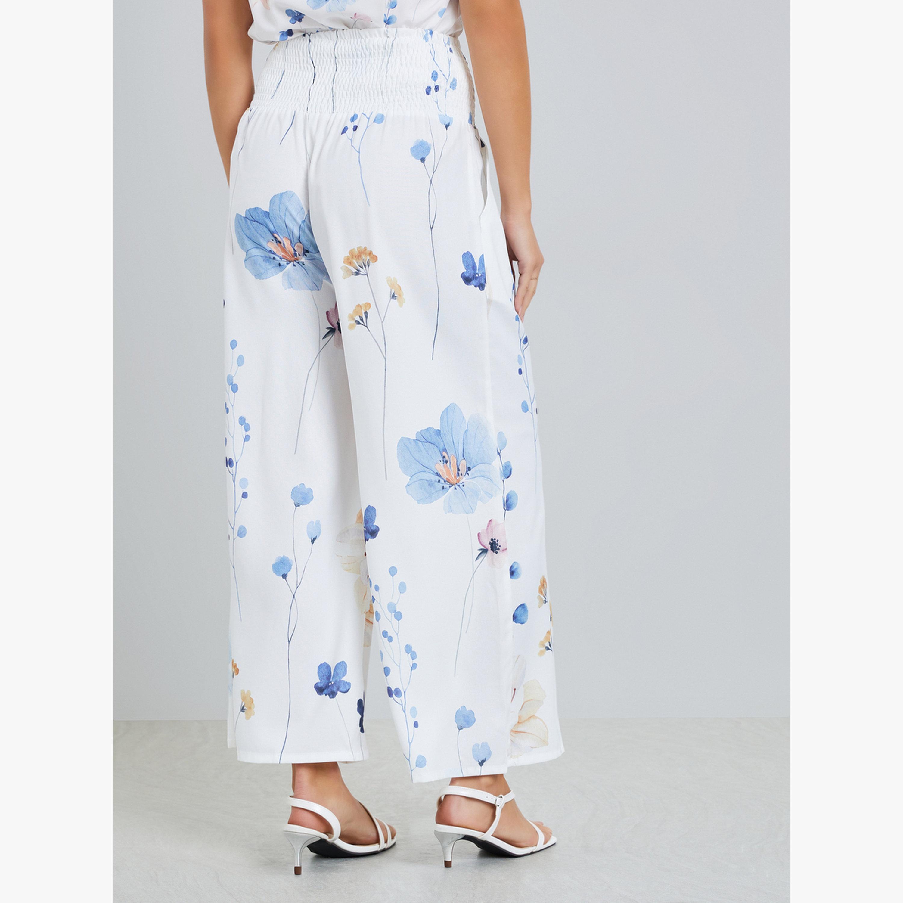 بنطال بأرجل واسعة وطبعة زهور-women-clothing-bottoms-joggers-image-4
