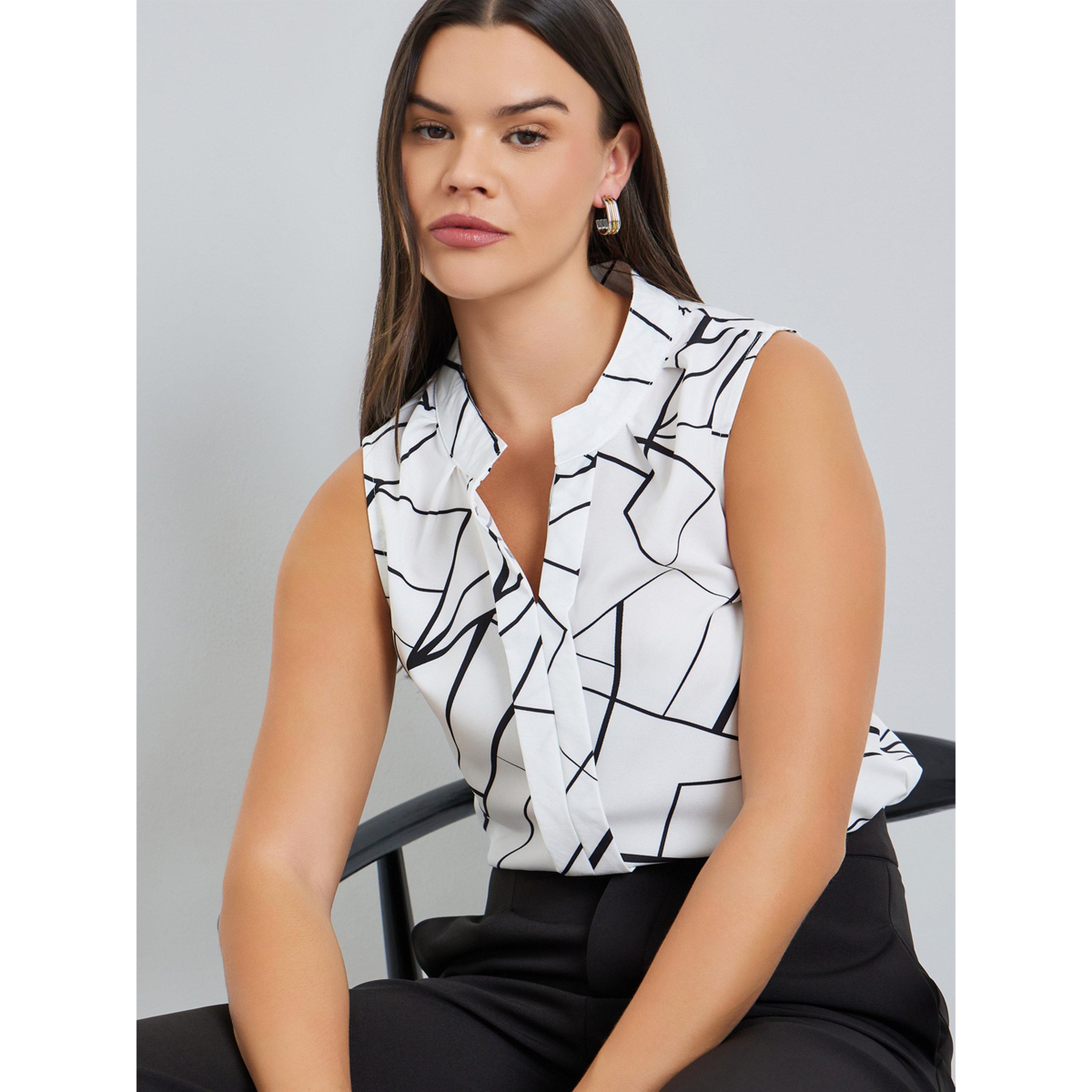 بلوزة نسائية بدون أكمام بلون أبيض-women-clothing-shirtsandblouses-blouses-image-3