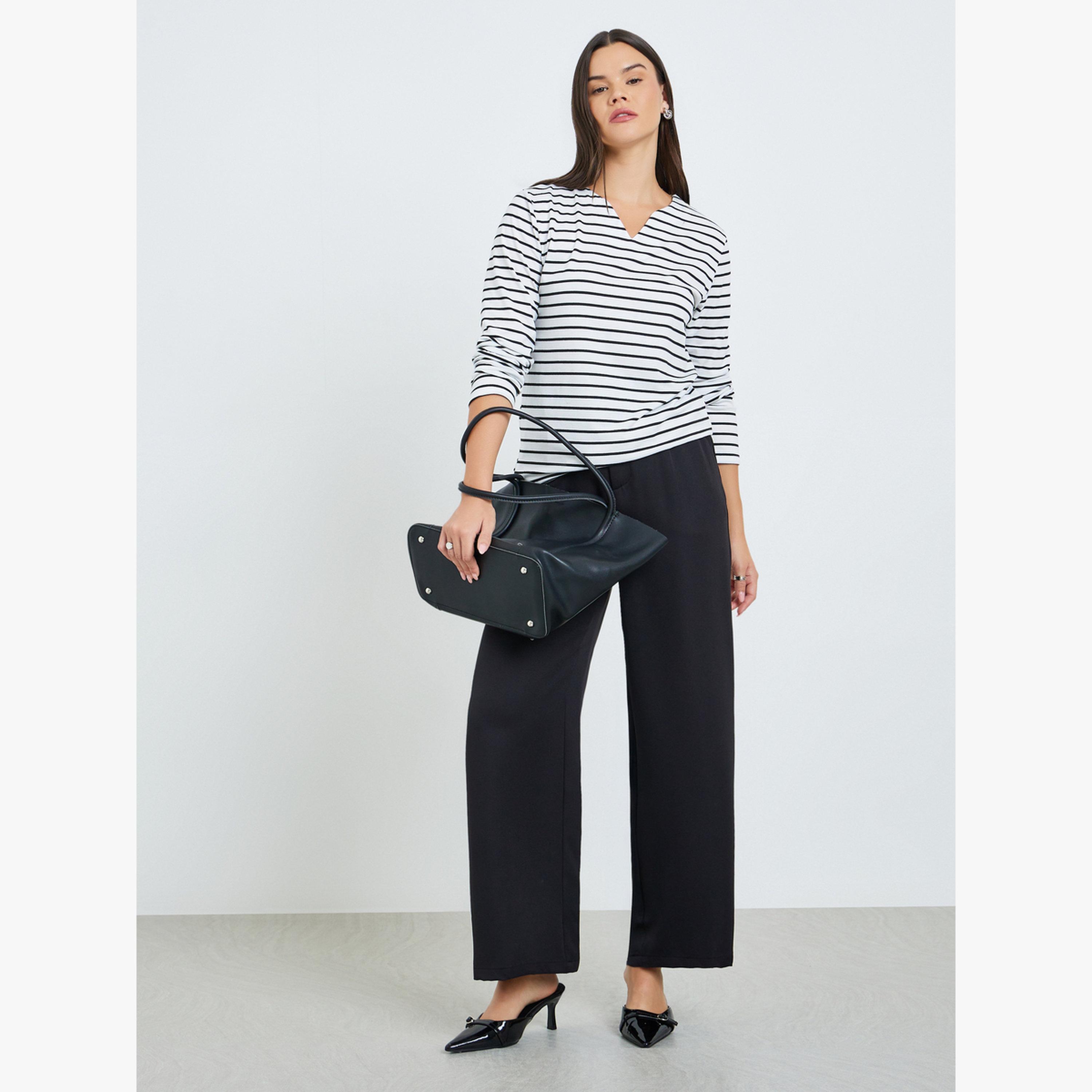 Take Two Striped V-Neck Long Sleeve Top-women-clothing-tshirts-image-2