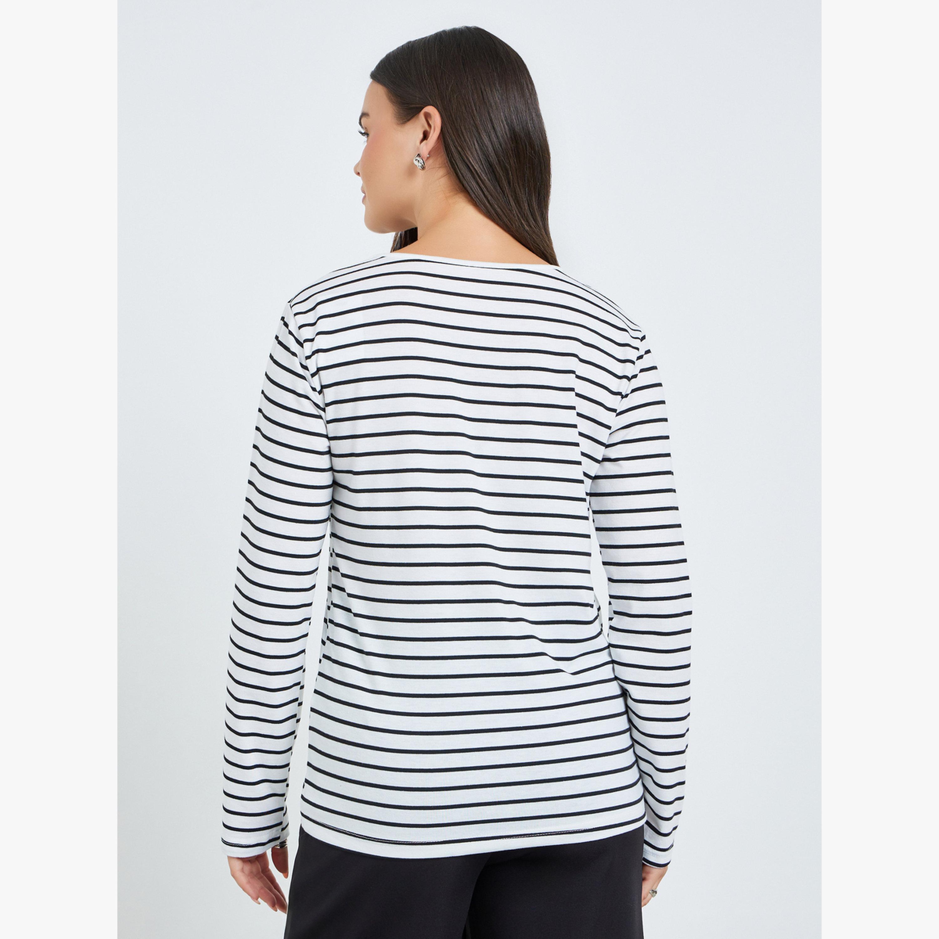 Take Two Striped V-Neck Long Sleeve Top-women-clothing-tshirts-image-4