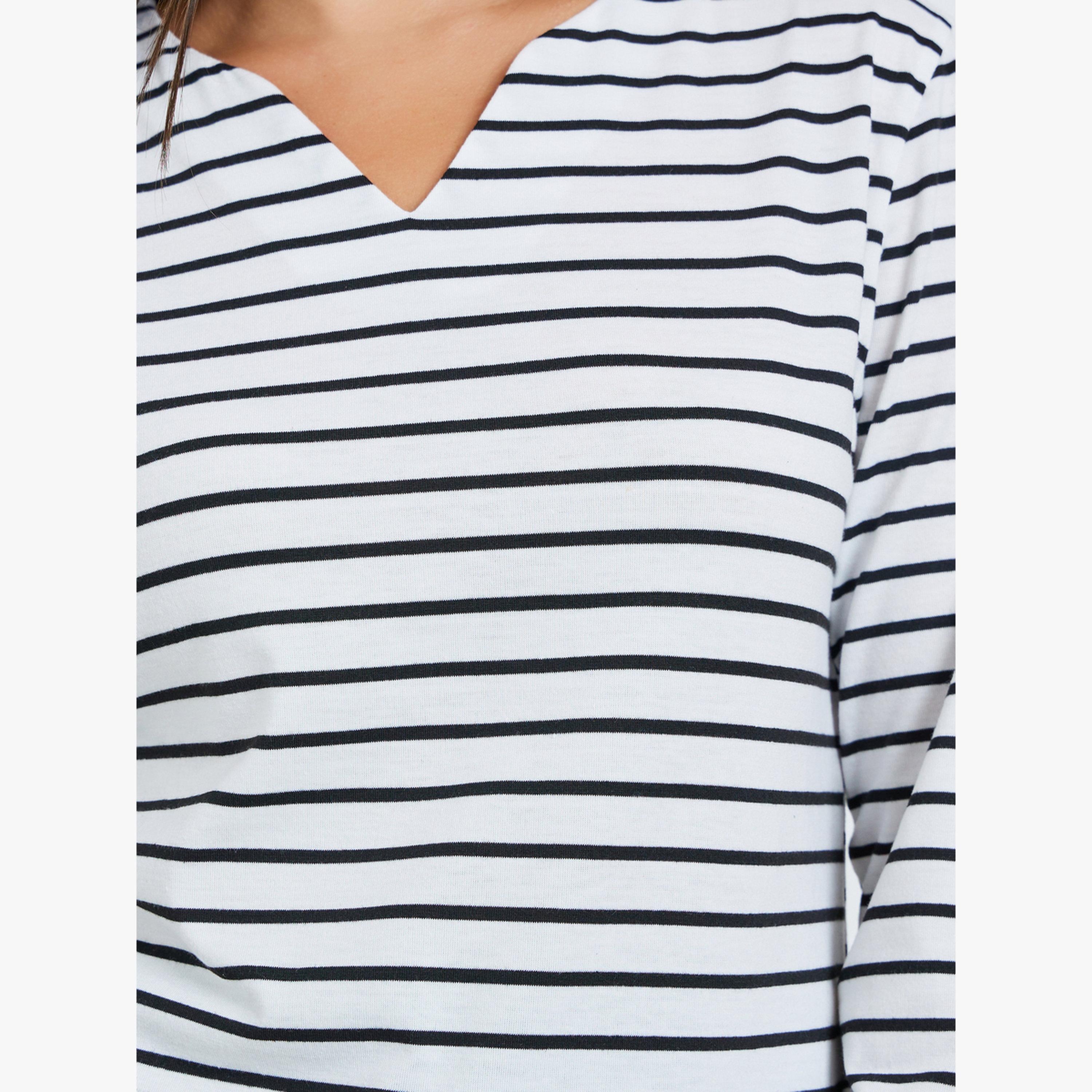 Take Two Striped V-Neck Long Sleeve Top-women-clothing-tshirts-image-5