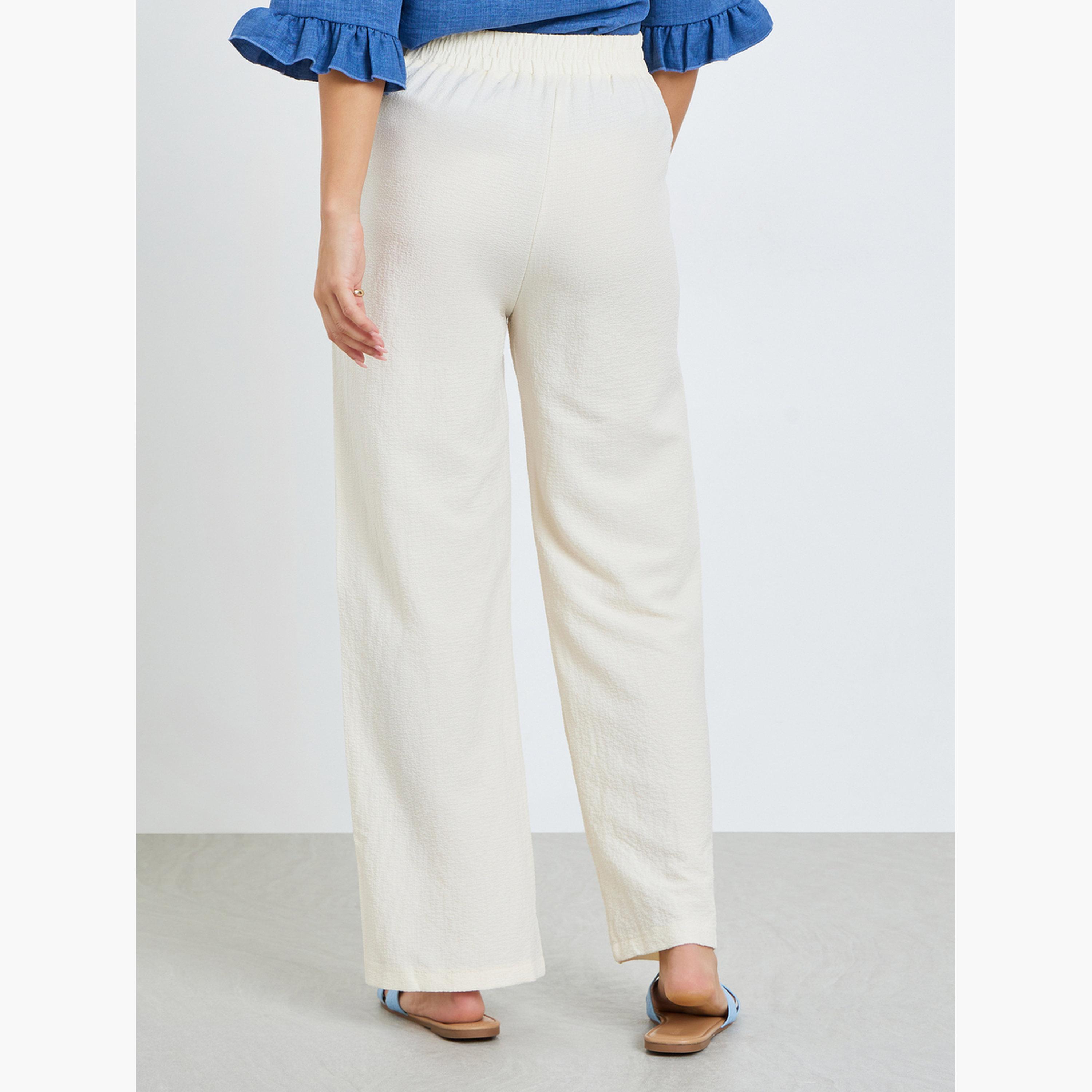 Take Two Women White Drawstring Waist Straight Leg Pants-women-clothing-bottoms-trousers-image-3