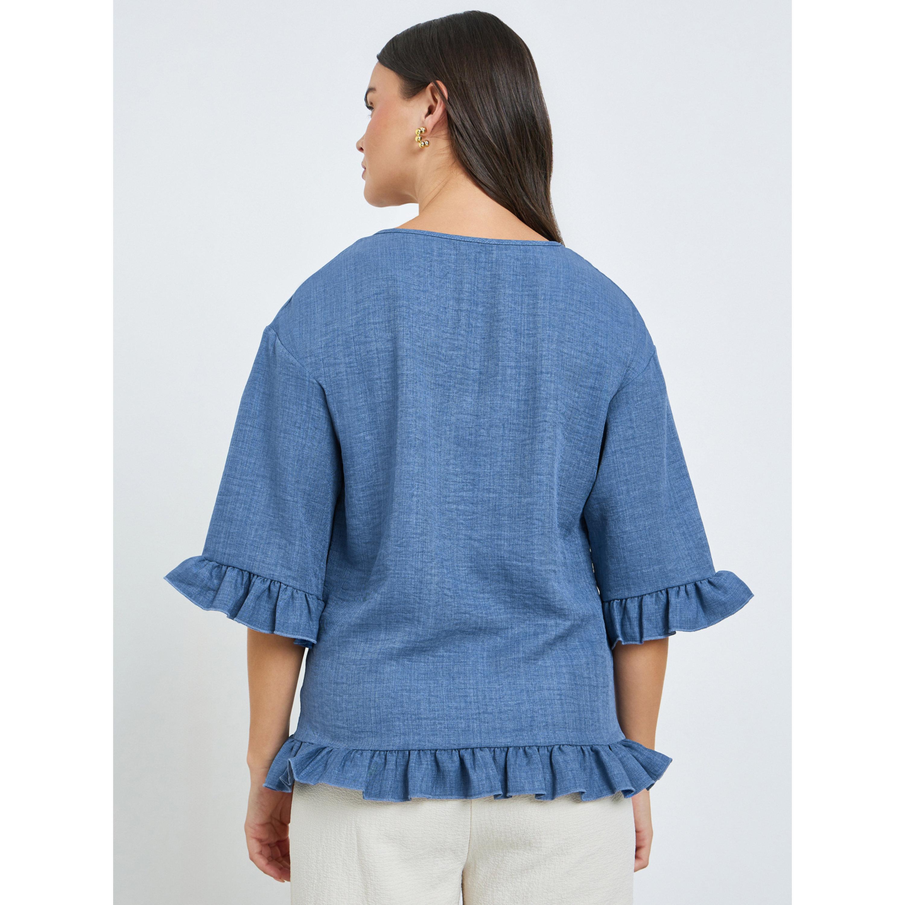 بلوزة بياقة مستديرة وحواف بكشكشة-women-clothing-shirtsandblouses-blouses-image-4