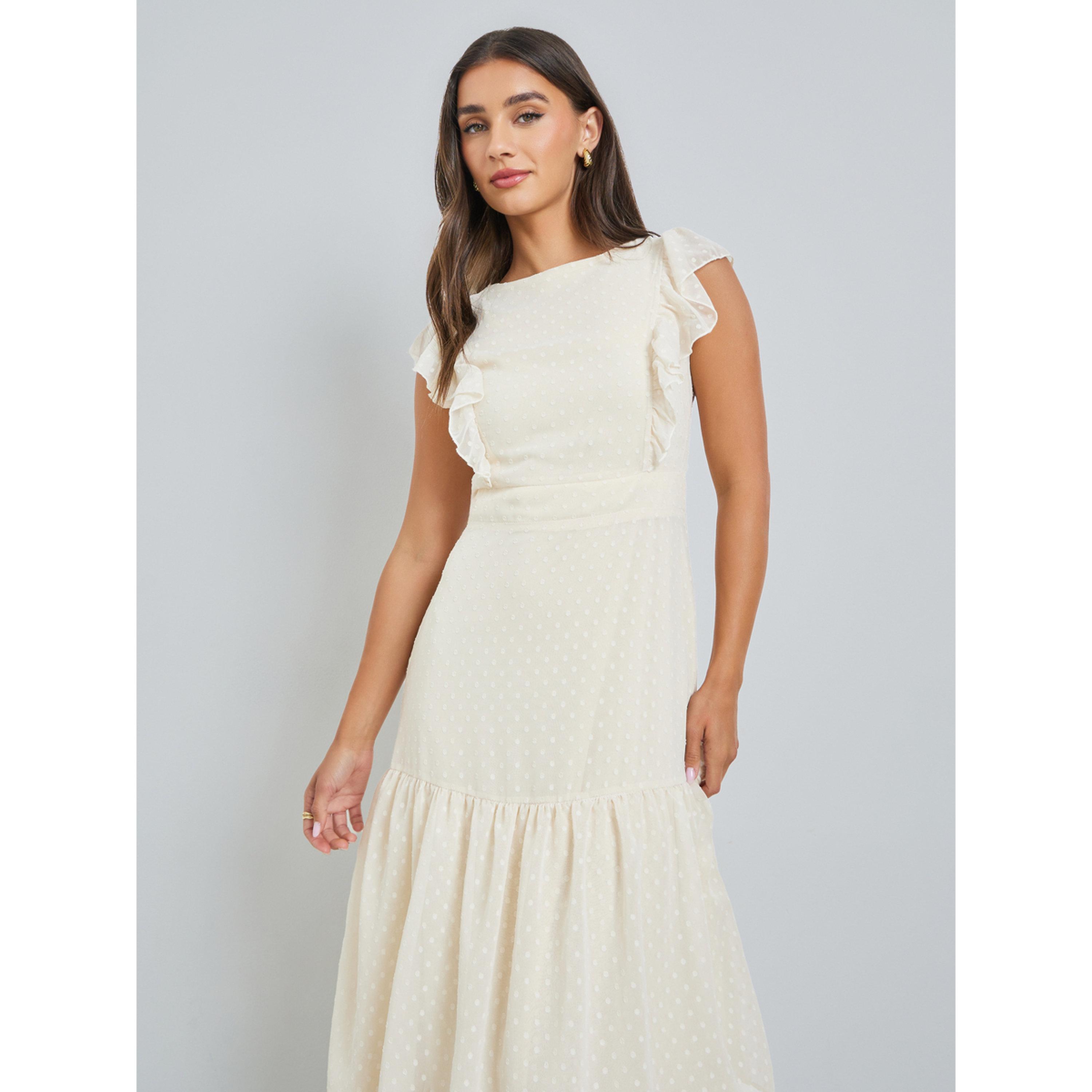 Styli Cream Dobby Tiered Maxi Dress-women-clothing-dresses-image-2