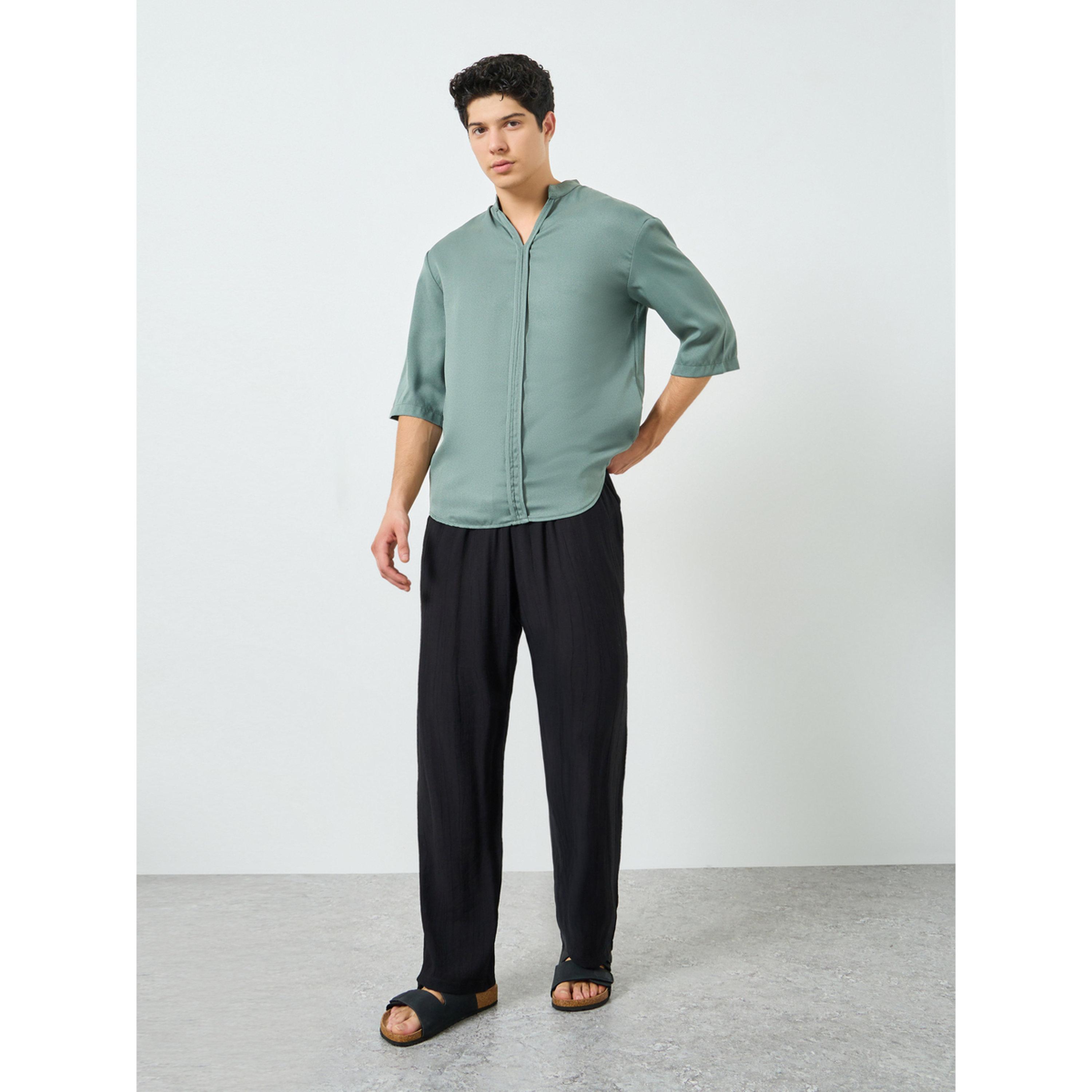 تيك تو × ستايلي - بنطال رجالي أسود برباط عند الخصر وقصة مستقيمة-men-clothing-bottoms-joggers-image-2