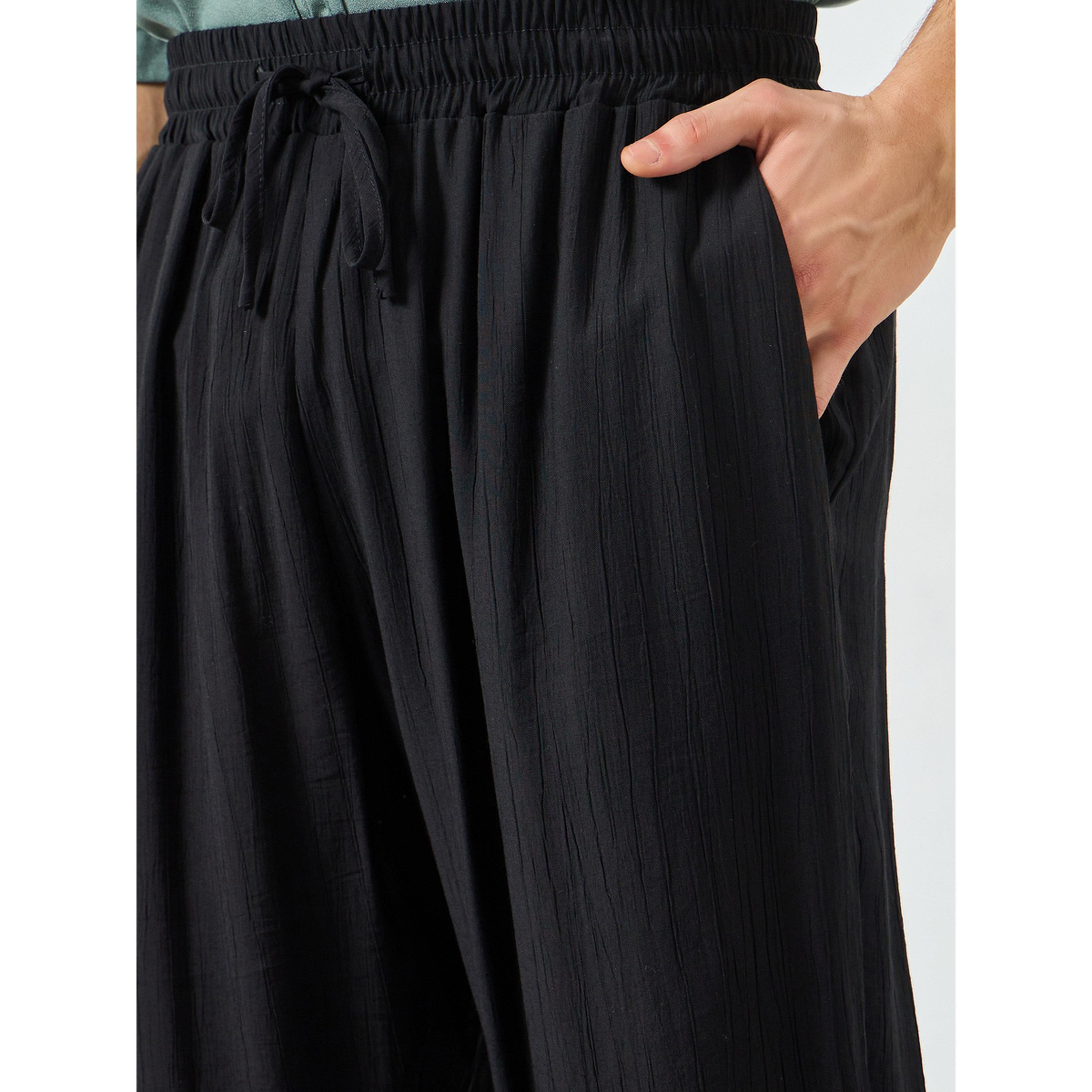 تيك تو × ستايلي - بنطال رجالي أسود برباط عند الخصر وقصة مستقيمة-men-clothing-bottoms-joggers-image-3