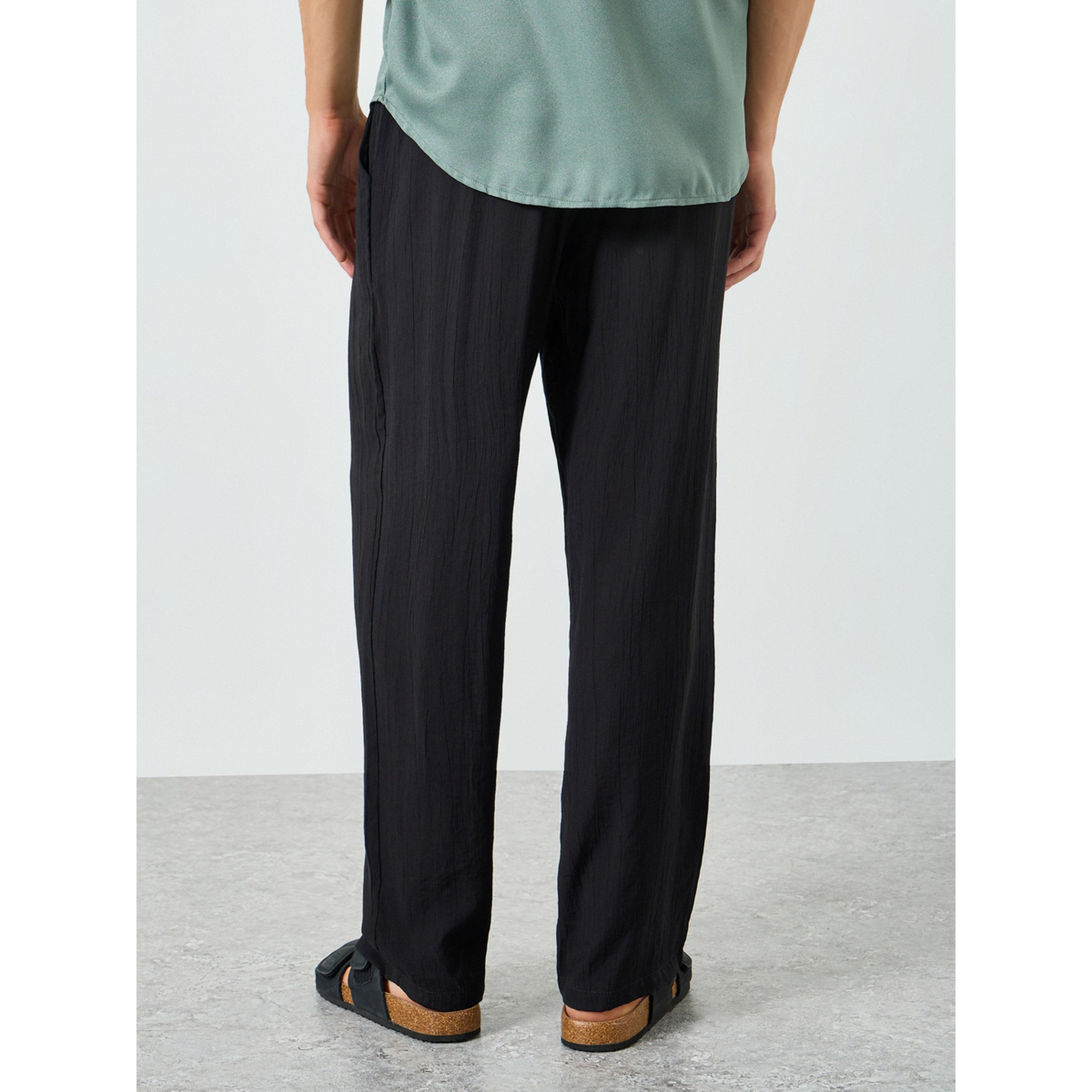 Take Two Men Black Drawstring Waist Straight Leg Pants-men-clothing-bottoms-joggers-image-4
