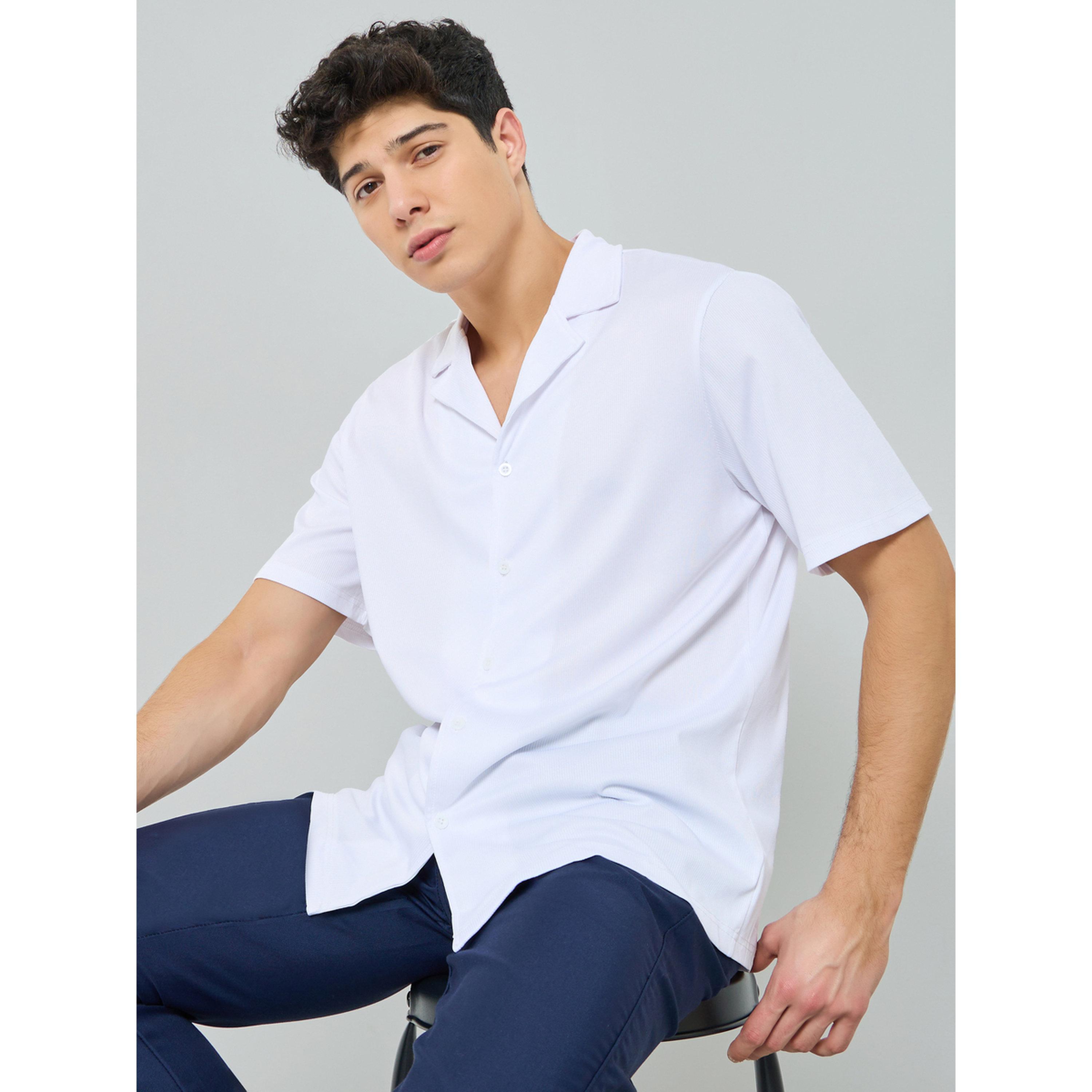 Take Two Men White Notched Collar Short Sleeve Shirt-men-clothing-shirts-image-3