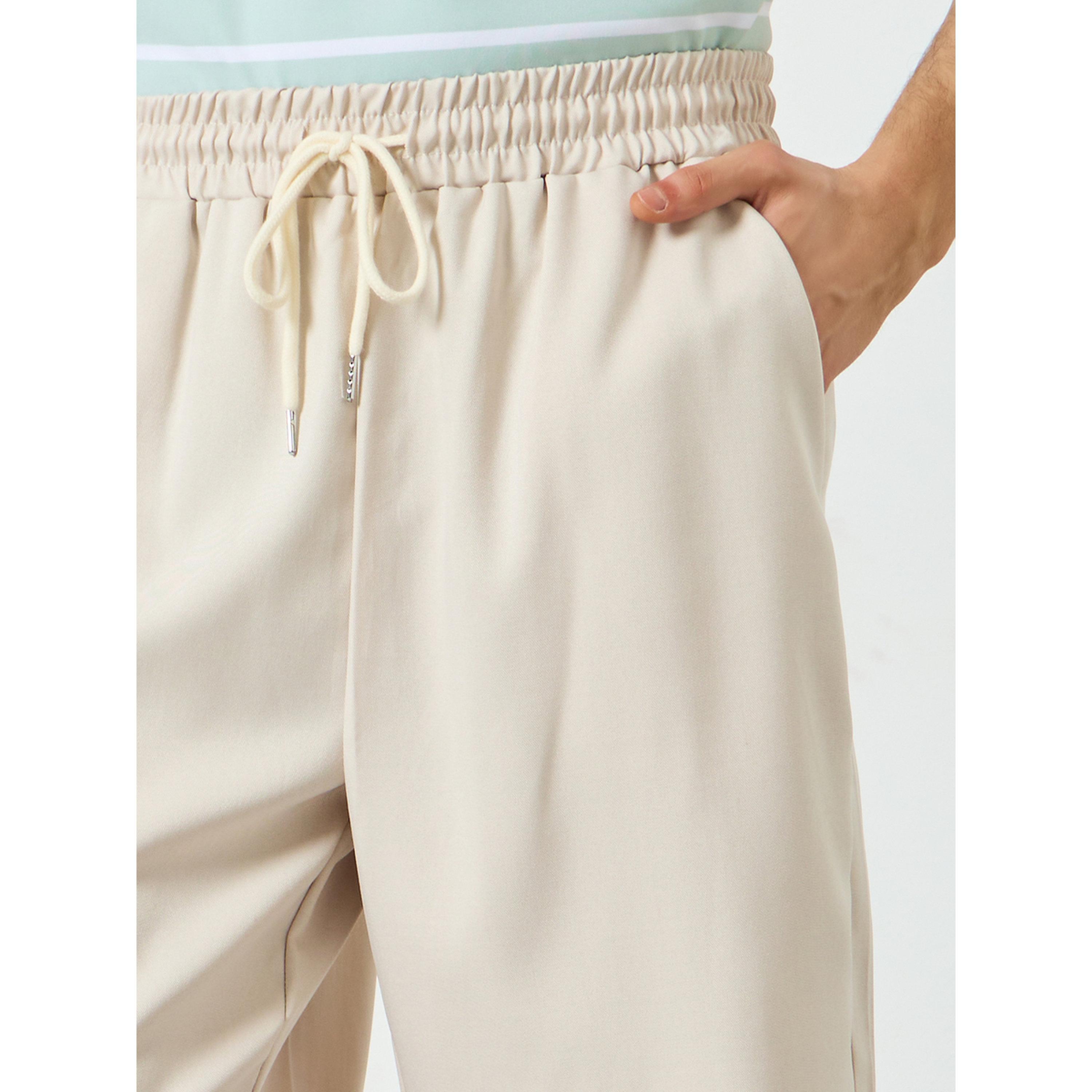 Take Two Men Beige Drawstring Waist Pocket Detail Shorts-men-clothing-bottoms-shorts-image-3